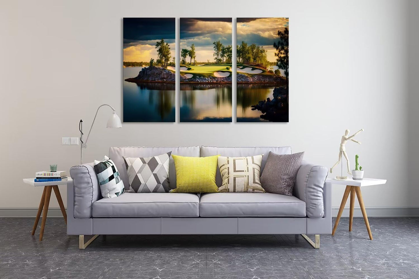 USA Golf Course Wall Art for Living Room Bedroom Bathroom Home Decorations Golf Course Pictures Posters Print on Canvas Modern Artwork Framed Ready to Hang(14''W x 28''H x3)
