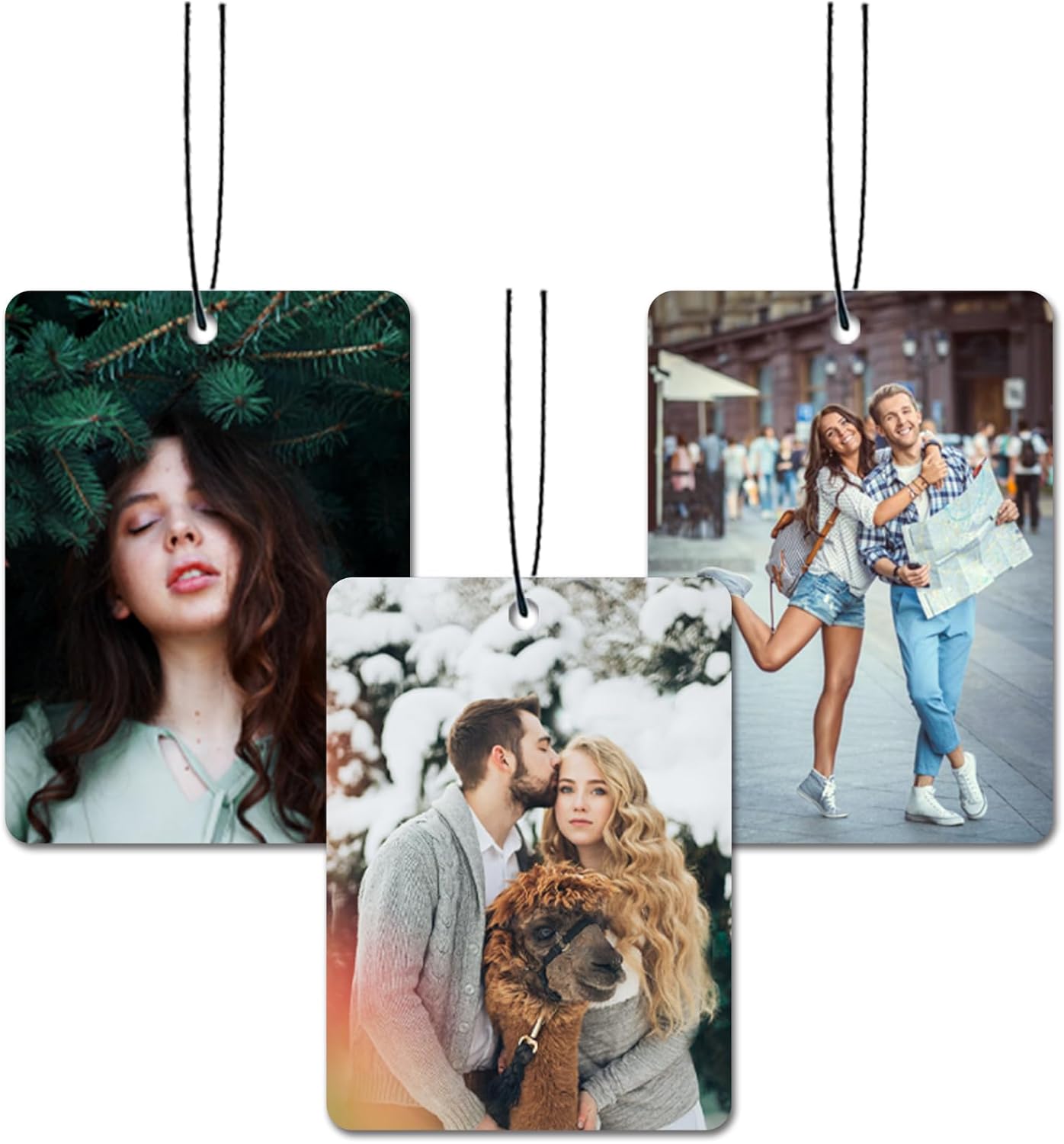 Personalized Photo Car Air Freshener – Custom Double-Sided Print – Fresh Linen Scent – Eco-Friendly, Long-Lasting Fragrance – Unique Gift for Family, Friends, Lovers (Rectangle), White