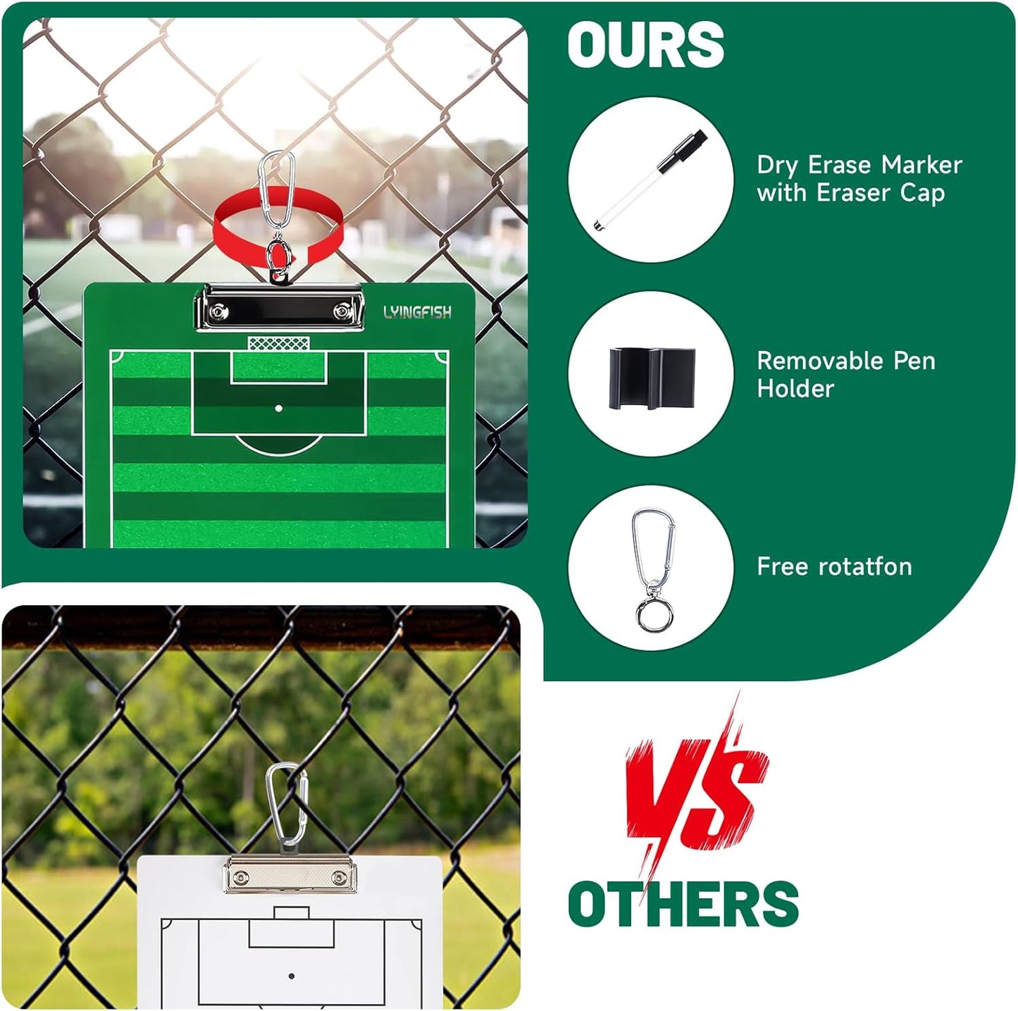 Dry Erase Coaches Clipboard, Waterproof Soccer Whiteboard for Coaches Double-Sided Soccer Clipboard for Coaches Writable and Erasable Coaching Board Dry Erase Coaching Board Coaching Board Gift