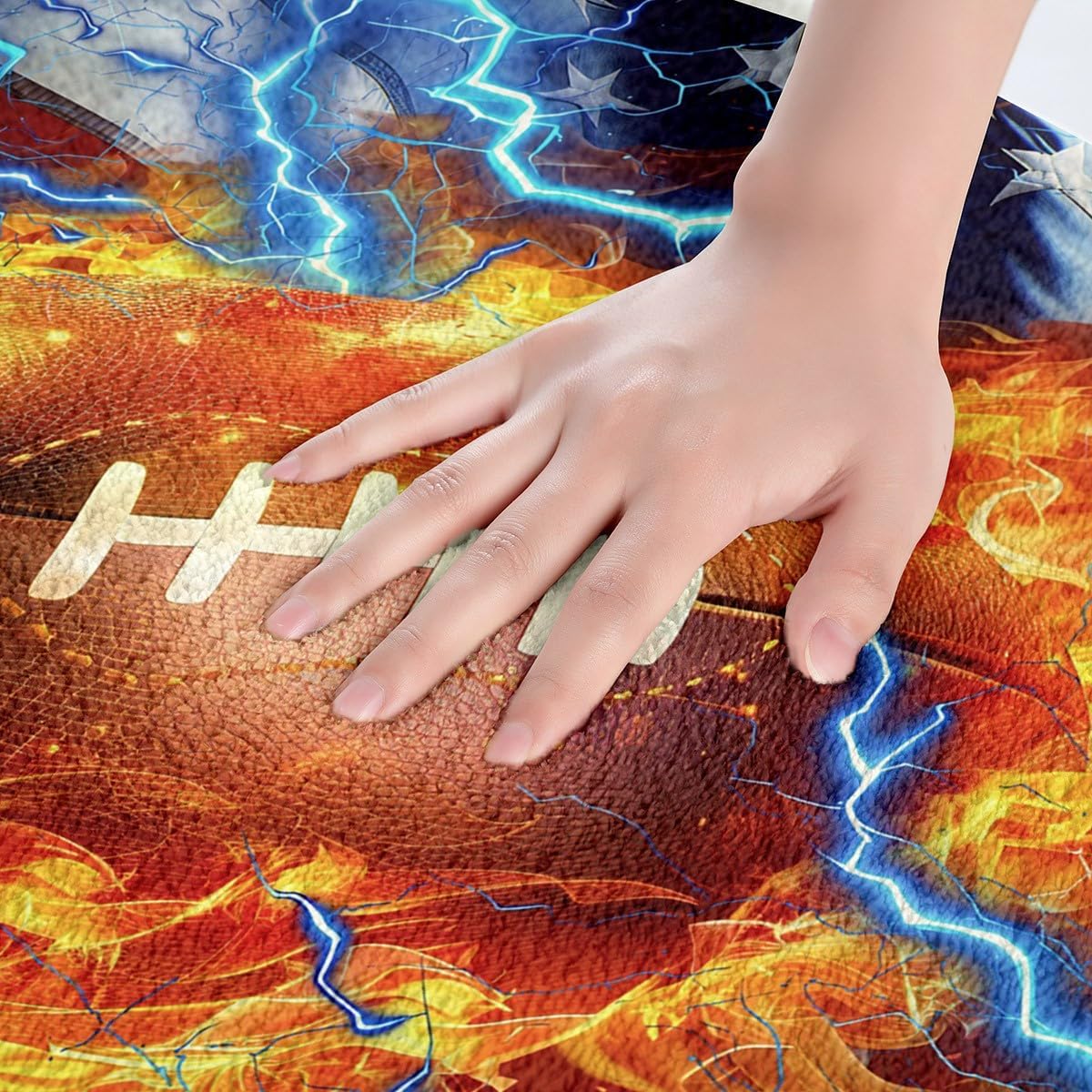 Feelyou 3D Football Polyester Bath Rug American Flag Soft Fleece Door Carpet for Kids Boys Girls Fire Ball Games Sports Non Slip Bath Mat Retro USA Flag Bathroom Floor Indoor Doormat,20x32 Inch