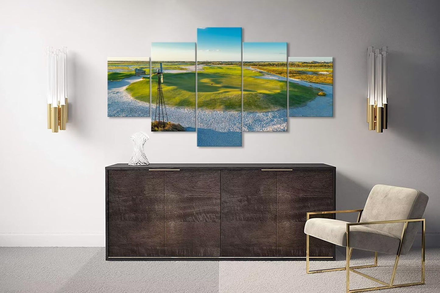 Streamsong Black Course 9th Hole Wall Art for Living Room Bedroom Bathroom Home Decorations Golf Course Pictures Posters Framed Artwork Canvas Prints Ready to Hang(50''W x 24''H)