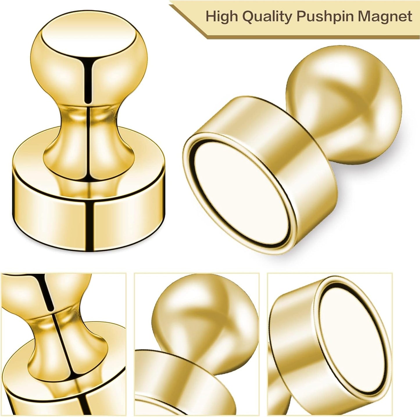 LOVIMAG Fridge Magnets 25 Pcs Refrigerator Whiteboard Small Strong Magnet Classroom Kitchen Accessories Decorative Locker Set Decor Must Haves Office Calendar Refrigerador Magnetic Cute Crafts Gold