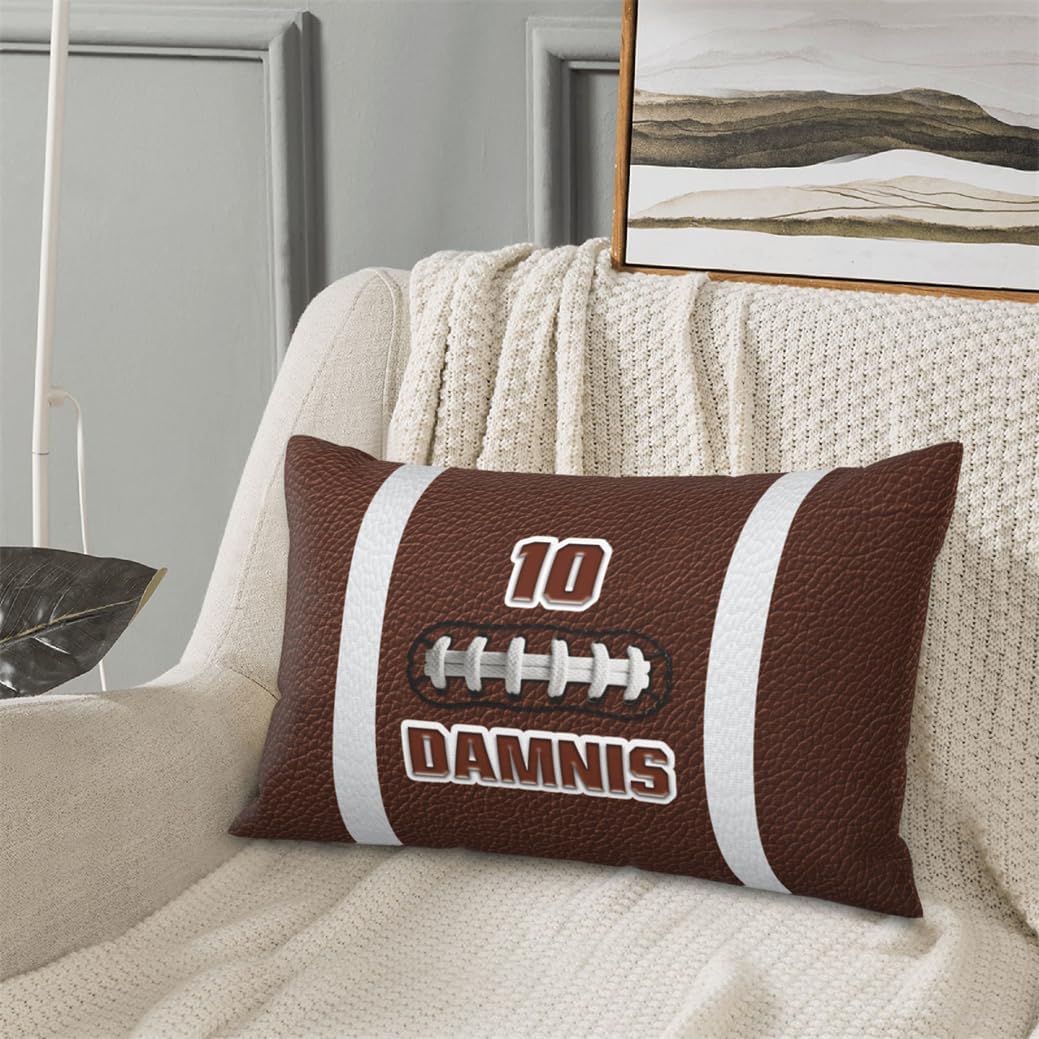 Rugby Football Lovers Home Decor Gift Custom Funny Rugby Themed Throw Pillow Cover Personalized Sport Enthusiast Pillowcase with Name Customized Ball Theme Football Throw Pillowcase for Sofa Bedding