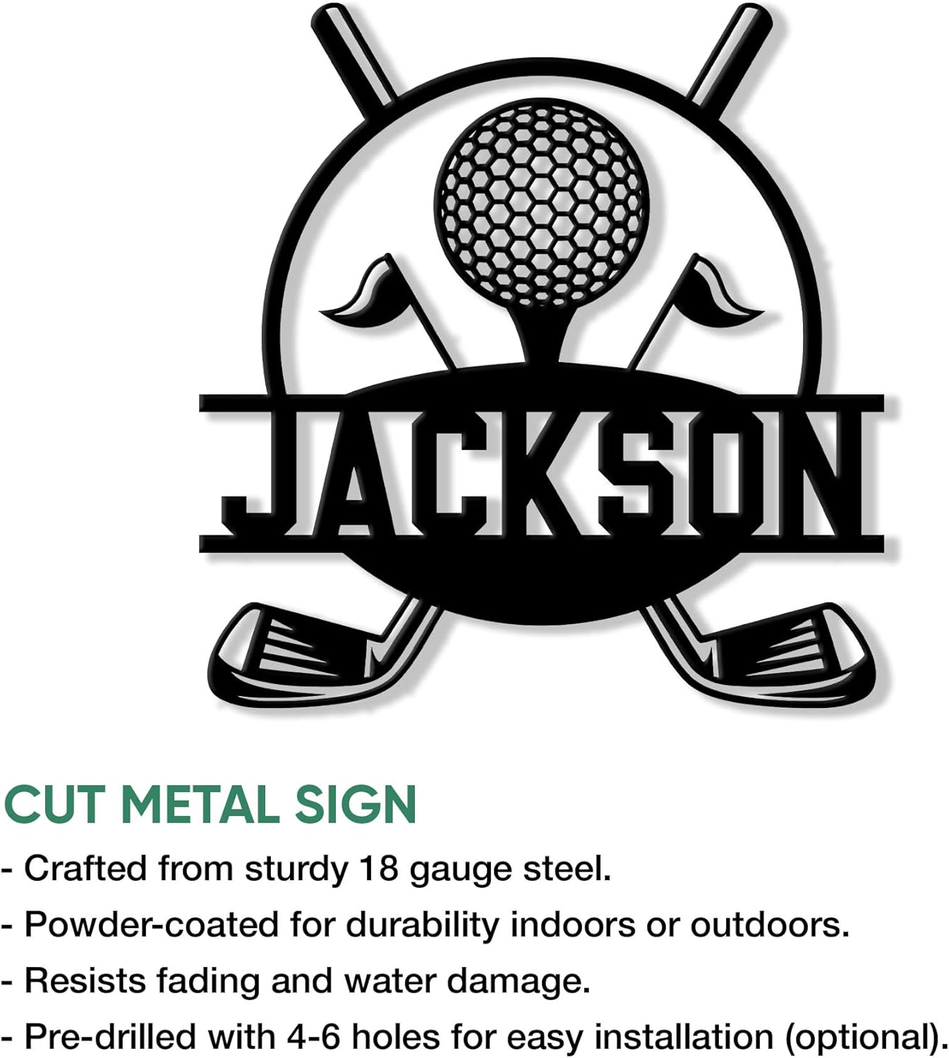 Personalized Golf Metal Sign – Custom Golfer Name Wall, Fence, Yard, Porch, Patio, Home, Office, or Clubhouse Decor – Gift for Dad, Mom, Husband, Wife, Son, Daughter on Birthday or Holiday