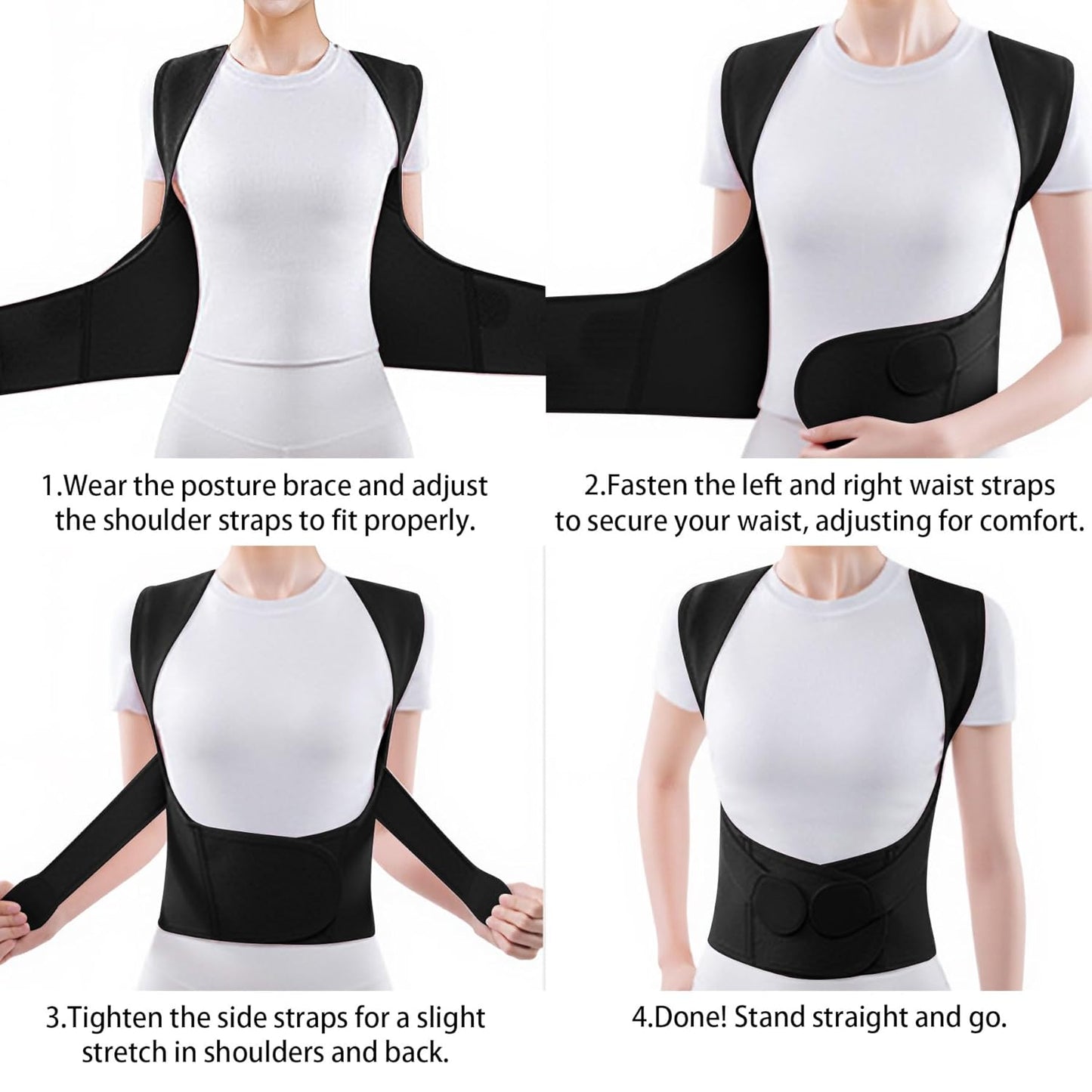Back Brace Posture Corrector for Women and Men Shoulder Straightener Hunchback Adjustable Support Upper Comfy Correction Back Pain Relief Scoliosis Lumbar Spine Upgraded (Black, X-Large)