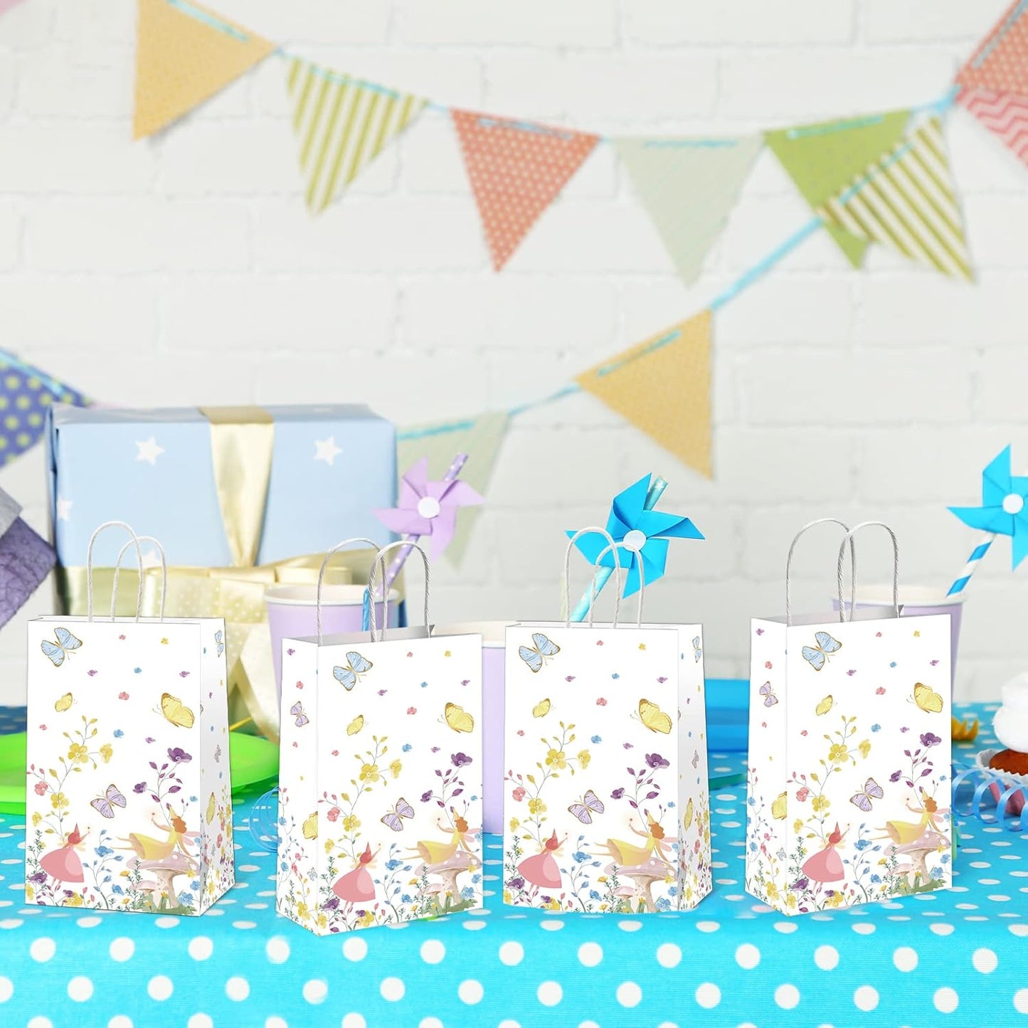 gisgfim 12pcs Truly Fairy Paper Treat Bags with Handles Talking Party Supplies Bags Tea Luncheon Garden Birthday Party Decoration Supplies