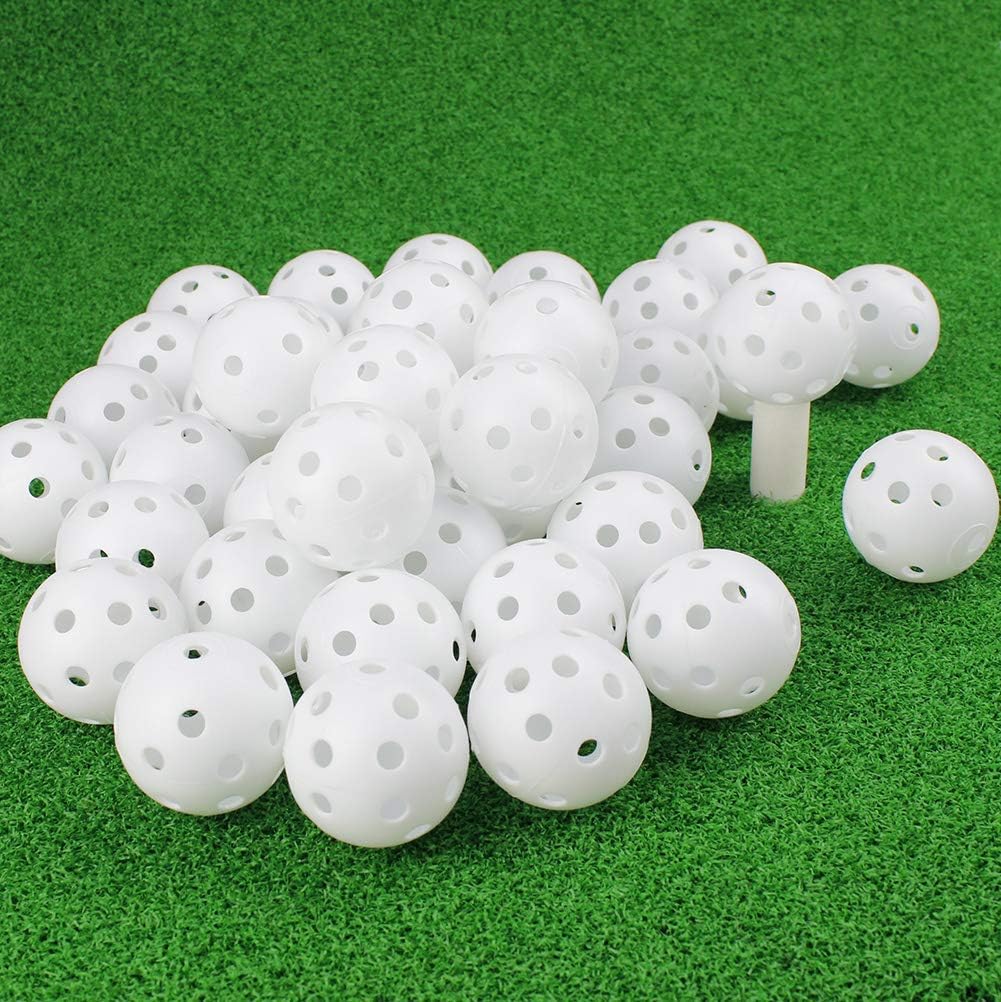 Crestgolf 50pcs Plastic Golf Training Balls – Airflow Hollow 40mm Golf Balls for Driving Range, Swing Practice, Home Use,Pet Play. …