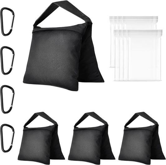 EMART Heavy Duty Sandbag Photo Studio Weight Bag Saddlebag Design for Photography Light Stand Tripod, Outdoor Patio, Sports, Pop up Tent, Umbrella Base, Camping, Fishing Chair -4 Packs Set(Black)