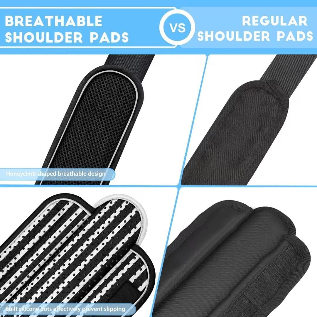 ZINZ 2-Pack Universal Shoulder Pad with Ultra Thick Cushion for Bag Luggage Bag Crossbody, Plus Long & Anti-Slip & Breathable,Black & White Stripes