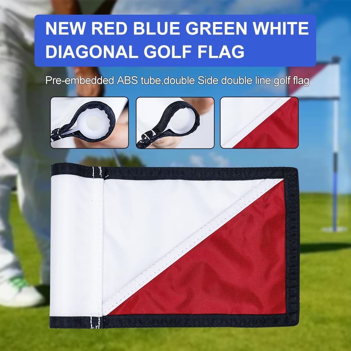 Golf Flagstick 3ft,Golf Flag Hole Cup Set Double-Sided Putting Green Flags for Backyard Putting Green Driving Range Practice Two-Section Design Portable