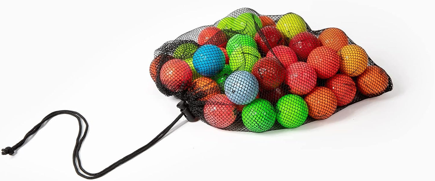 Clean Green Golf Balls Recycled Used Colored Brand Name Bulk Mix - AAA (3A) Good Condition Graded Ball - Includes GolfBalls and Mesh Carrying Bag