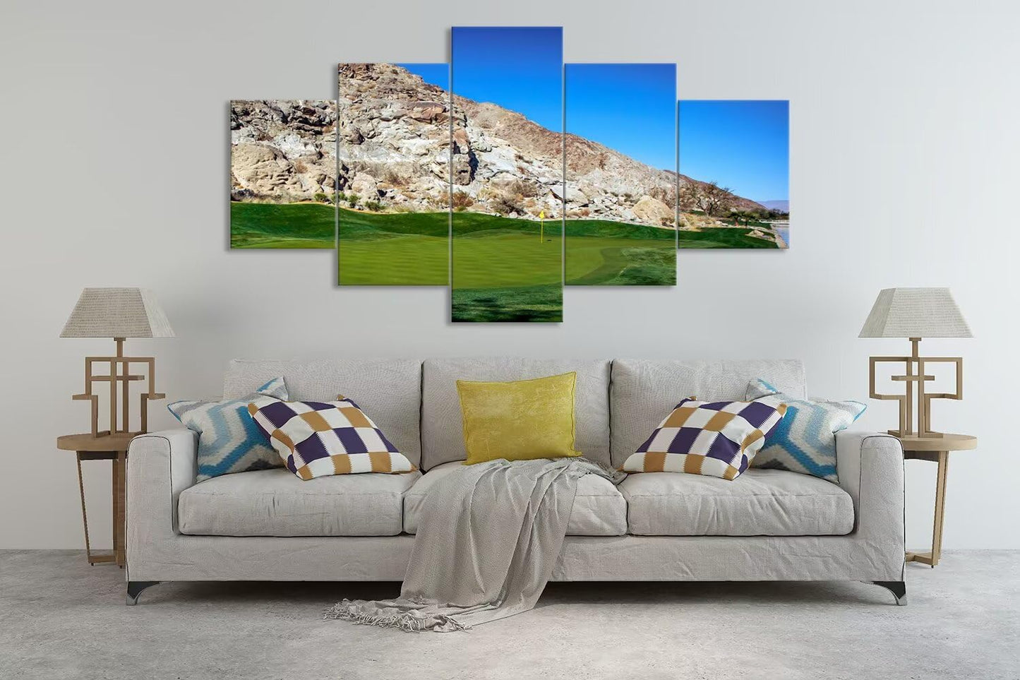 California Golf Course Wall Art for Living Room Bedroom Bathroom Home Decoraitons Golf Course in Palm Pictures Posters Framed Artwork Canvas Prints Ready to Hang(60''W x 32''H)