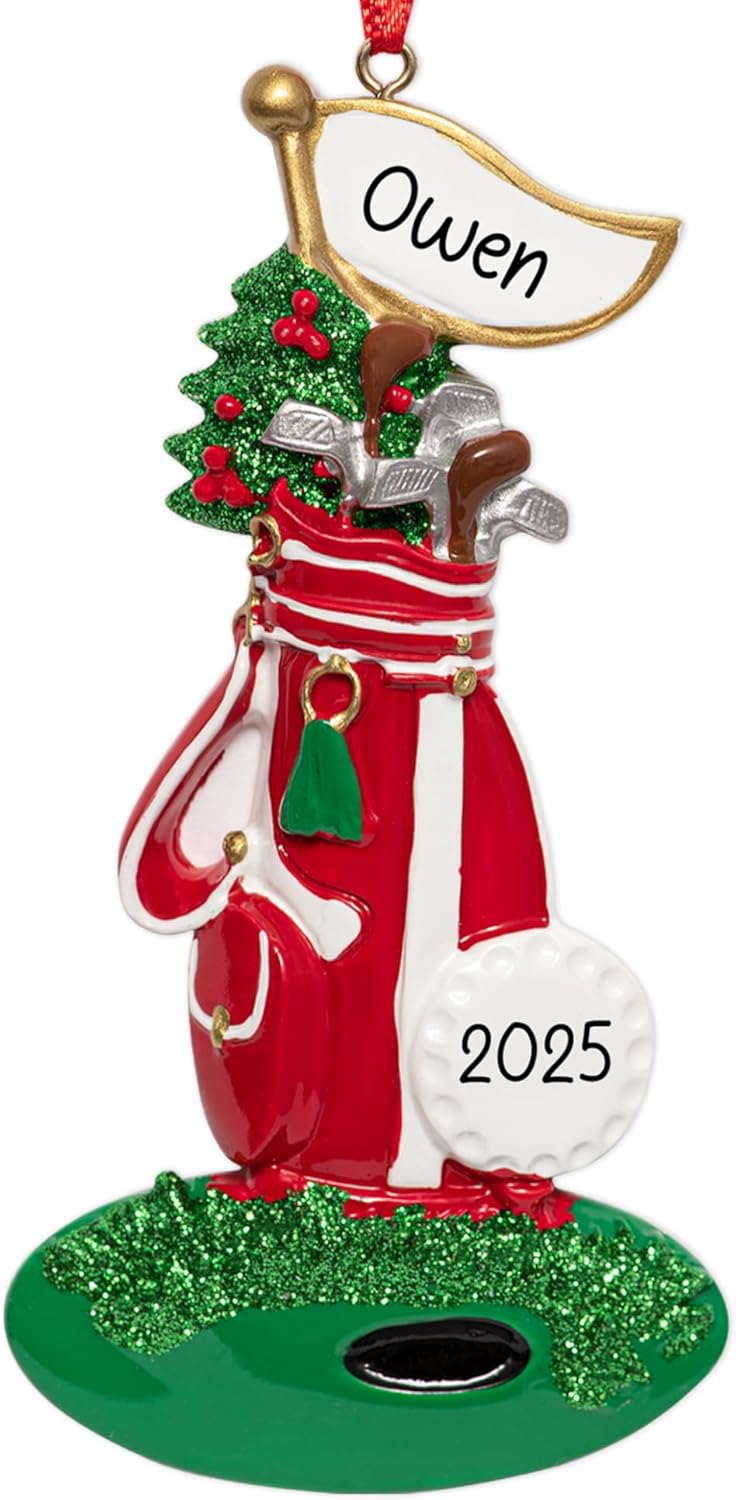 Personalized Golf Christmas Ornament 2025 | Golf Club Set, Bag Ball and Irons Decoration for Xmas Tree | Golfing Keepsake Gift for Golfer & Golf Player - Custom Name & Year