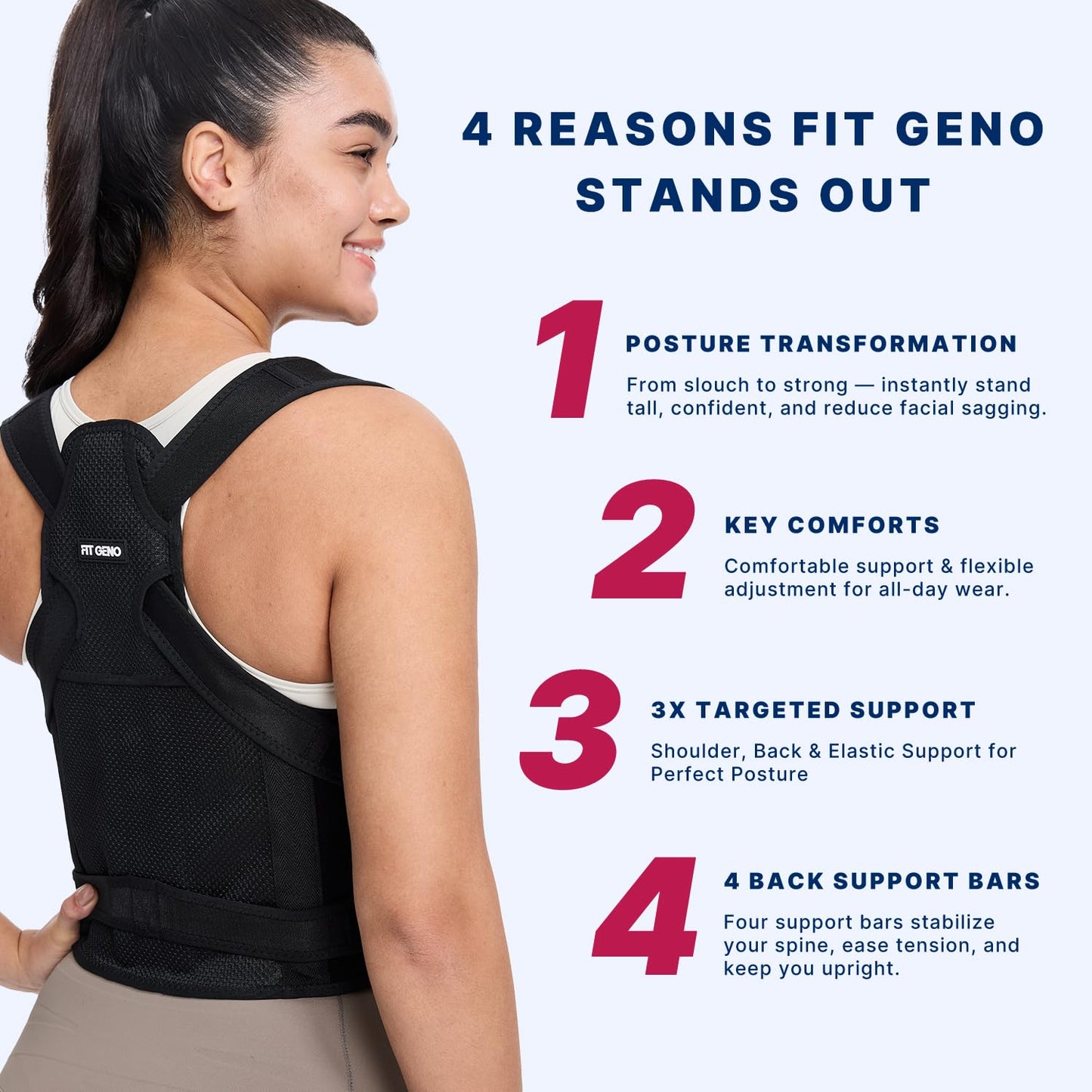 Fit Geno Posture Corrector for Women and Men - Adjustable Back Brace & Straightener for Scoliosis Hunchback Correction Back Pain Spine Corrector Back Support and Posture Trainer Large/X-Large