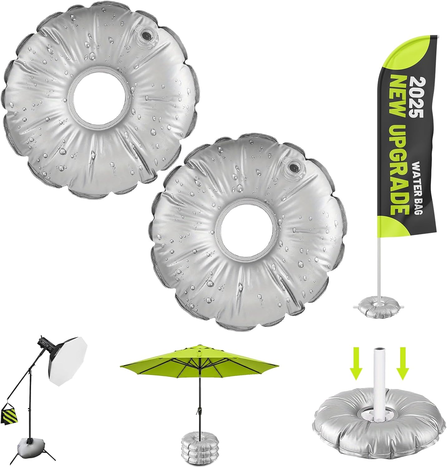 1 Pack 20 in Water Weight Bag for Feather Flag Base & Beach Umbrella - Thickened PVC Water Fillable Base for Feather Flag Beach Umbrella and Photography Stand, Collapsible Flagpole Base, 28 lbs Each