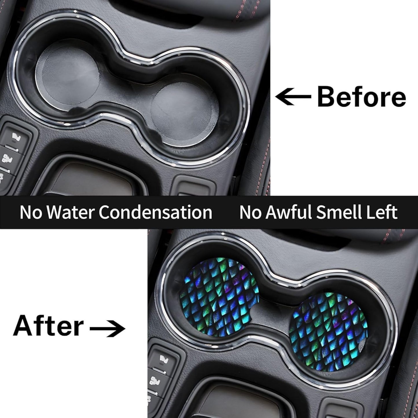 Car Cup Holder Coasters, Dragon Scales Car Coasters for Cup Holder Drinks, 2 Pack Ceramic Cute Auto Interior Accessories for Women Men