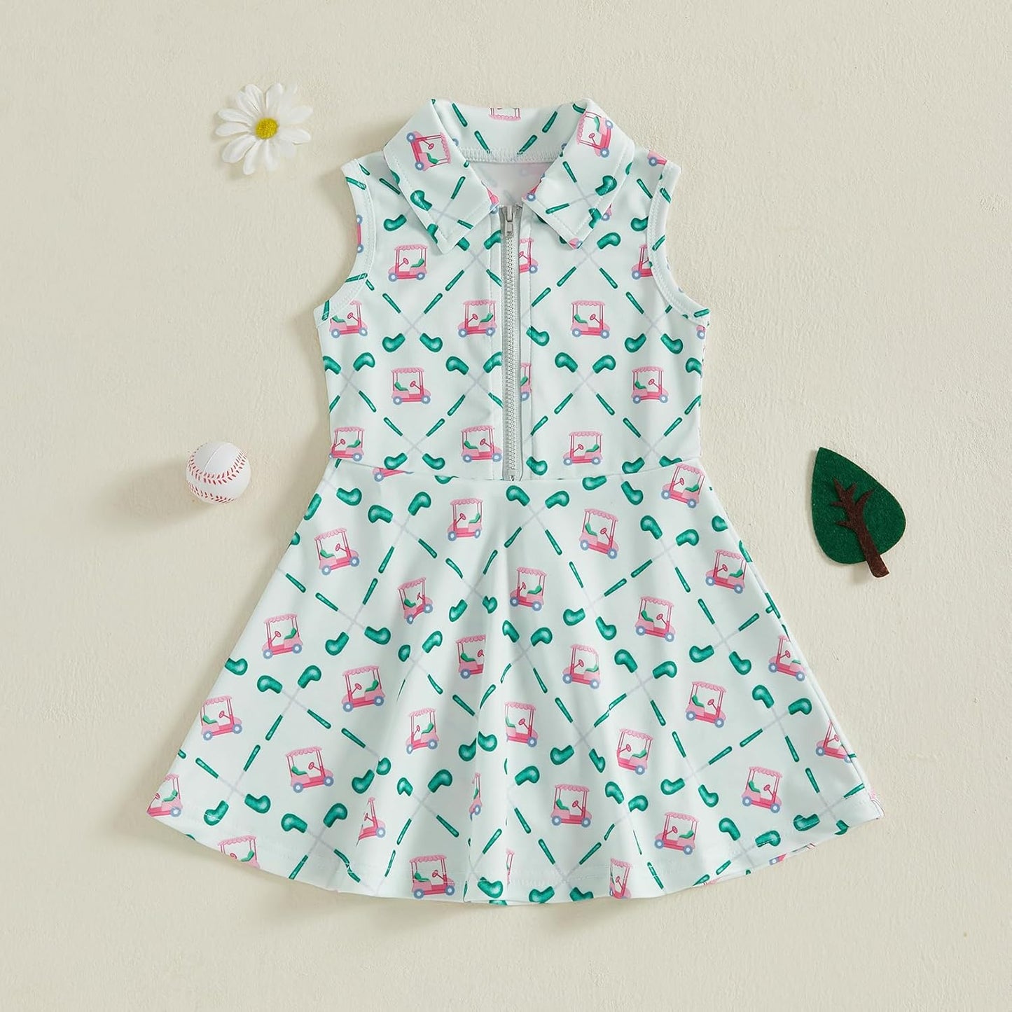 Little Girls Mardi Gras Outfit Toddler Sleeveless A Line Sun Dress Kids Zipper Party Dresses Spring Summer Clothes