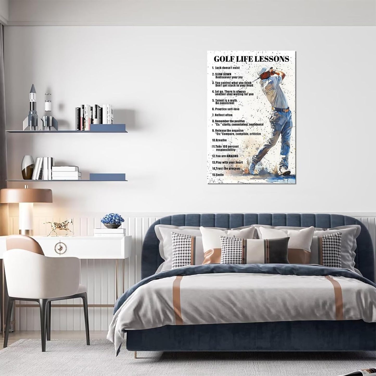 Golf Wall Art Golf Sports Poster Inspirational Quotes Picture Wall Decor Canvas Print Golf Sign Painting Artwork for Living Room Office Club Home Decorations Framed Ready to Hang (28 x 44 inch)