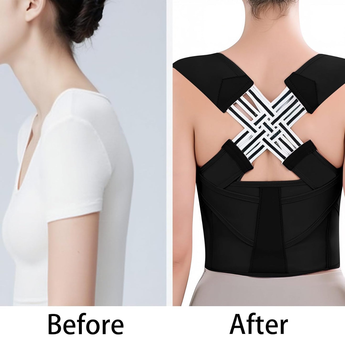 Back Brace Posture Corrector for Women and Men Shoulder Straightener Hunchback Adjustable Support Upper Comfy Correction Back Pain Relief Scoliosis Lumbar Spine Upgraded (Black, X-Large)