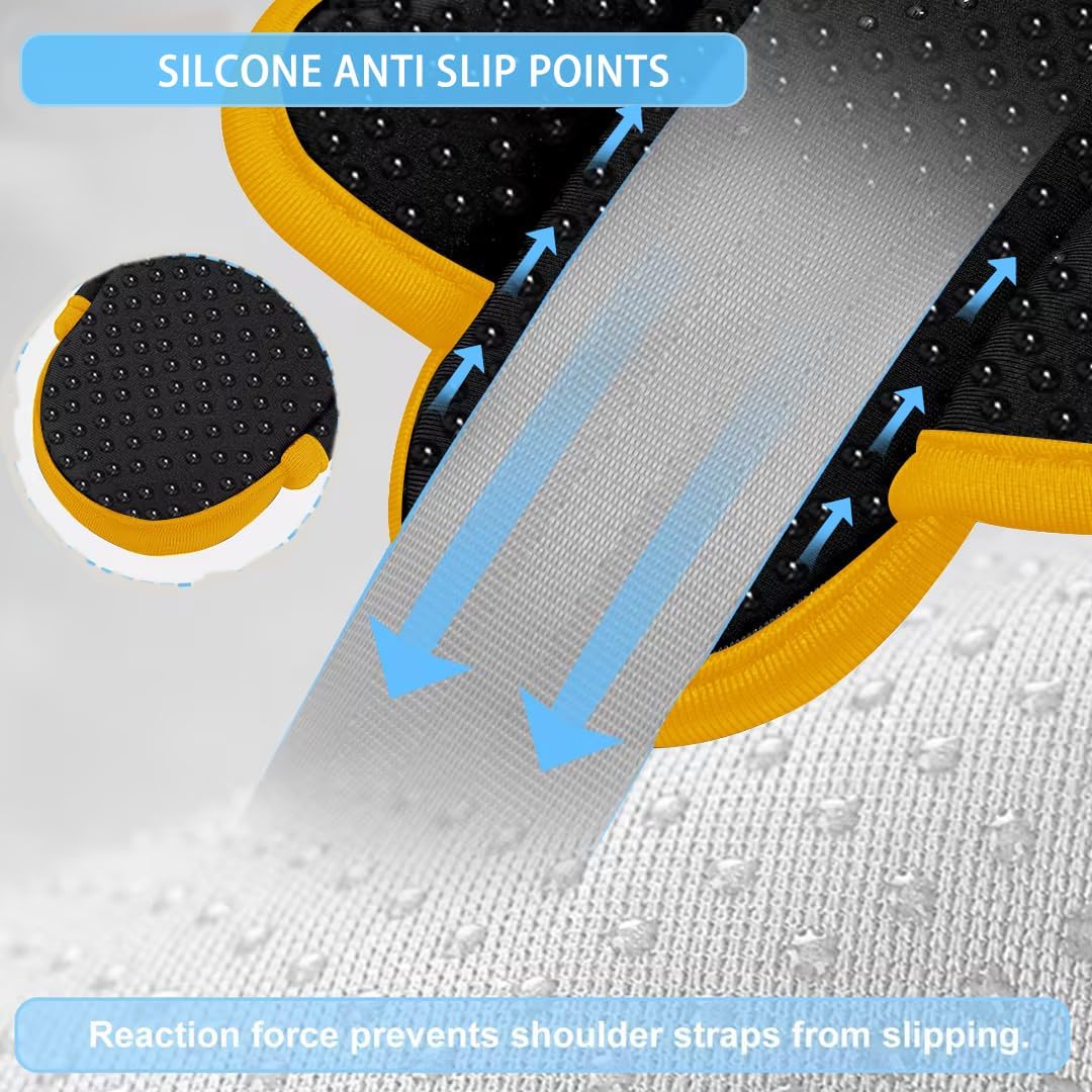 ZINZ 2-Pack Universal Shoulder Pad with Ultra Thick Cushion for Bag Luggage Bag Crossbody, Plus Long & Anti-Slip & Breathable,Black-Yellow Edge