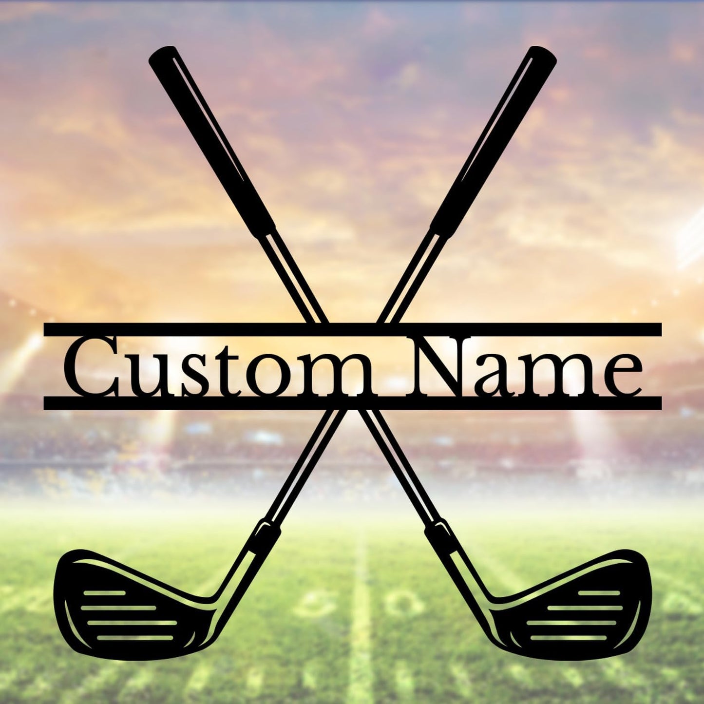 Personalized Custom Crossed Golf Metal Wall Art,Personalized Golfer Name Sign Decoration For Room,Hole Golf Club Decoration (Style-4)