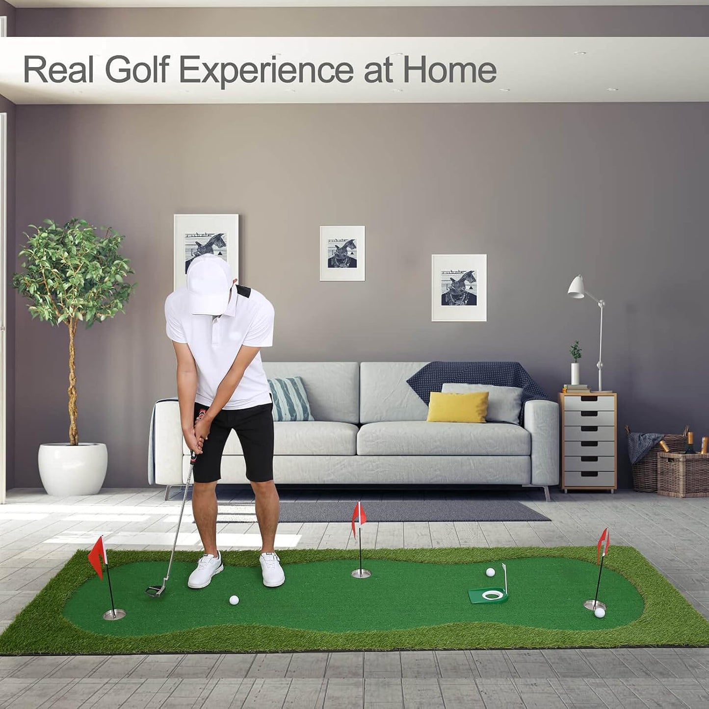 Golf Putting Green, Practice Putting Green Mat, Large Professional Golfing Training Mat for Indoor Outdoor…