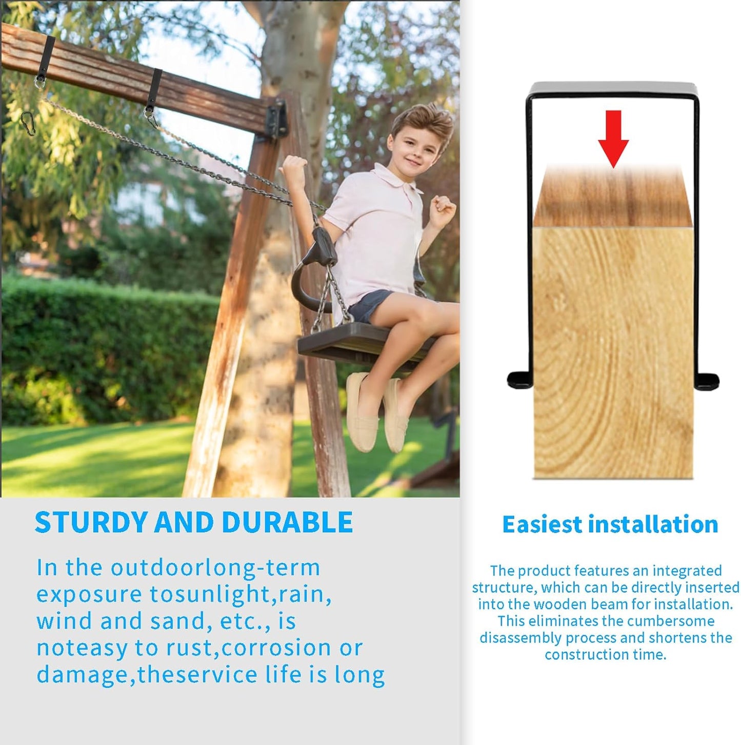 Heavy Duty Swing Hangers, Wooden 180° Swing Set Accessories Hammock Capacity Playground Hammock Chair Rope, Sandbag Porch, Hanging Heavy Punching Bags