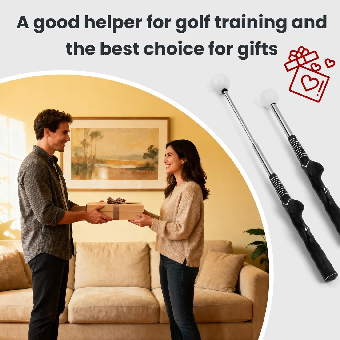Retractable Golf Swing Training Aid， Golf Swing Trainer ，Right-Handed＆Left-Handed Golf Club for Indoor Practice,Golf Accessories，Tempo Training for Chipping Hitting
