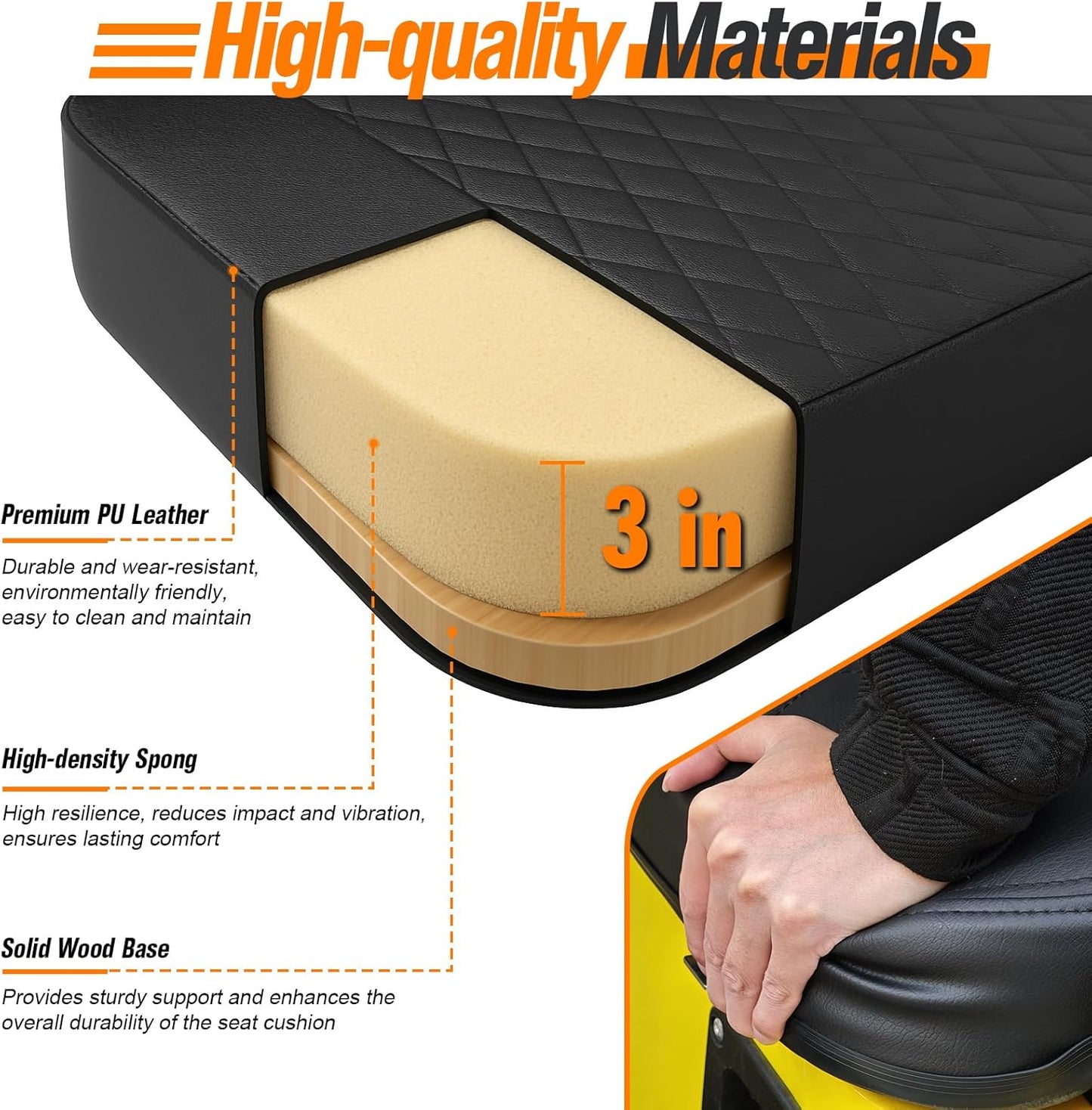Golf Cart Front Seat Replacement Cushion Assembly Kit for EZGO TXT&Medalist 1994-2013 Golf Cart, EZGO Front Seat Cushions- Includes Soft Seat Cushion and Back Cushion Set, Black