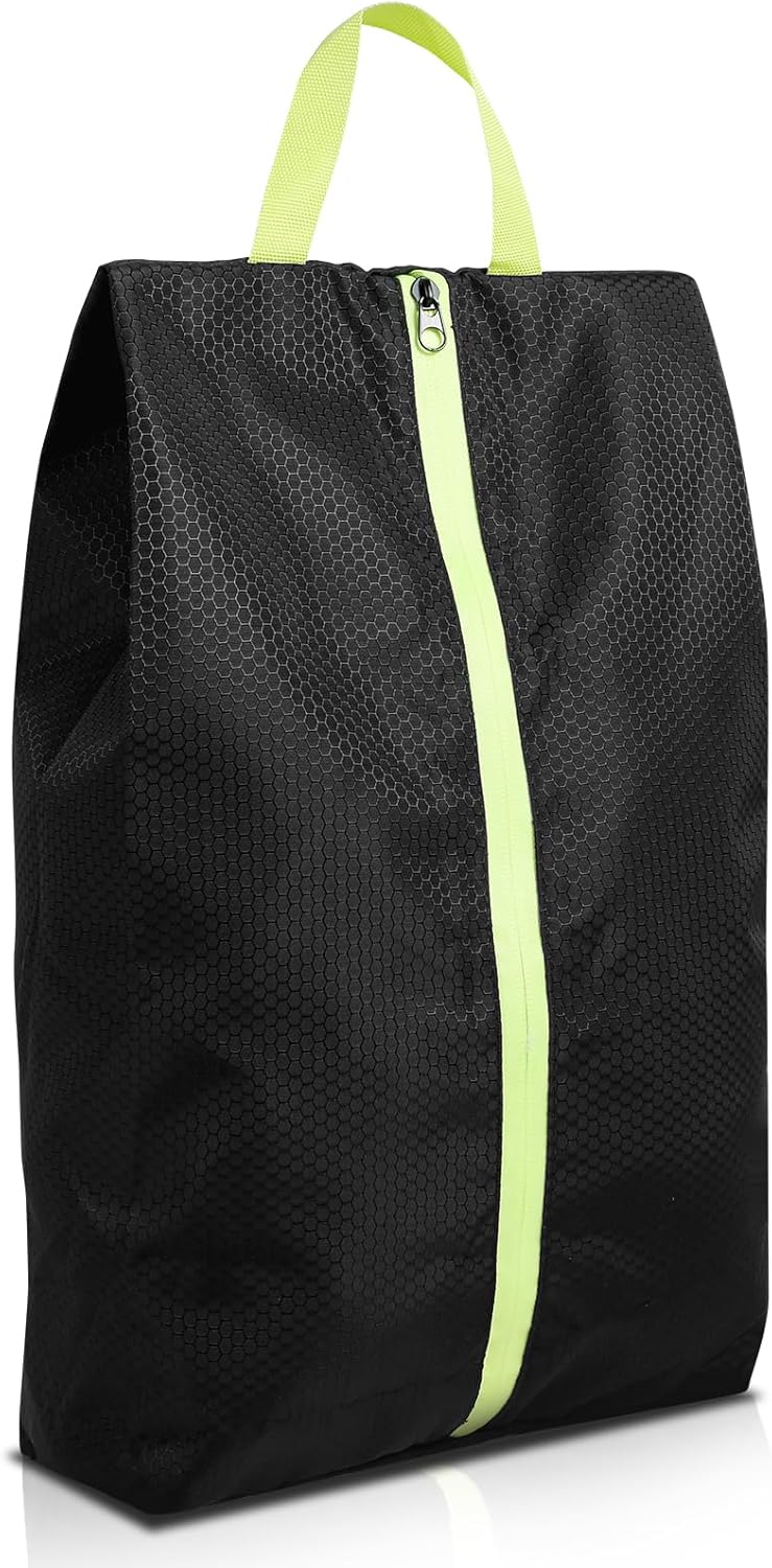 Smell Proof Shoe Bag for Travel, Gym Cleat Bags with Active Carbon Fabric, Water Resistant Odor Absorbing Golf Shoe Organizer for Sports Travel Work, Black