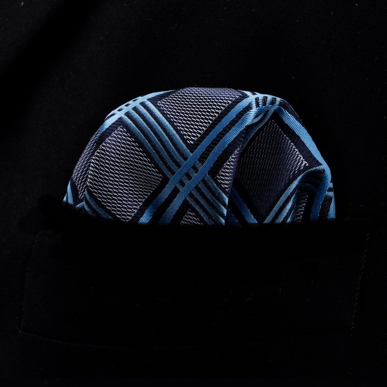 Barry.Wang Designer Classic Ties for Men Set Formal Pocket Square Cufflink Check Plaid
