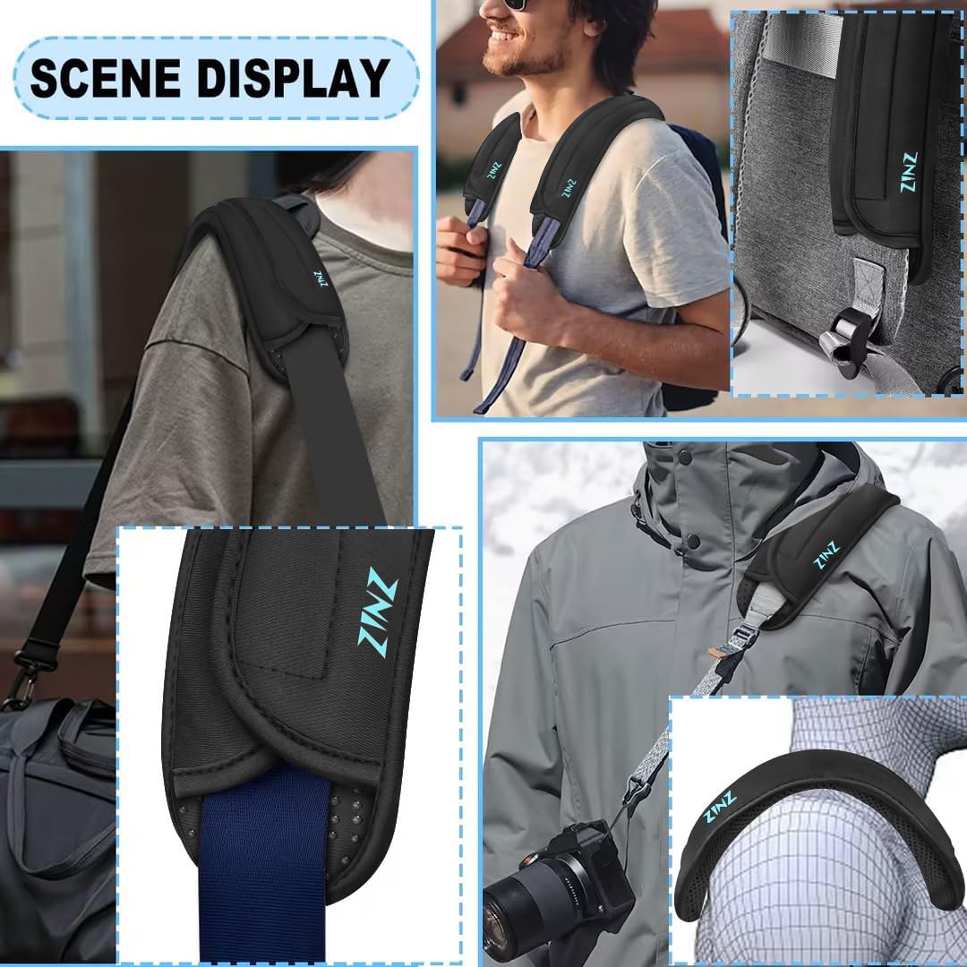 ZINZ 2-Pack Universal Shoulder Pad with Ultra Thick Cushion for Bag Luggage Bag Crossbody, Plus Long & Anti-Slip & Breathable,Drak Grey
