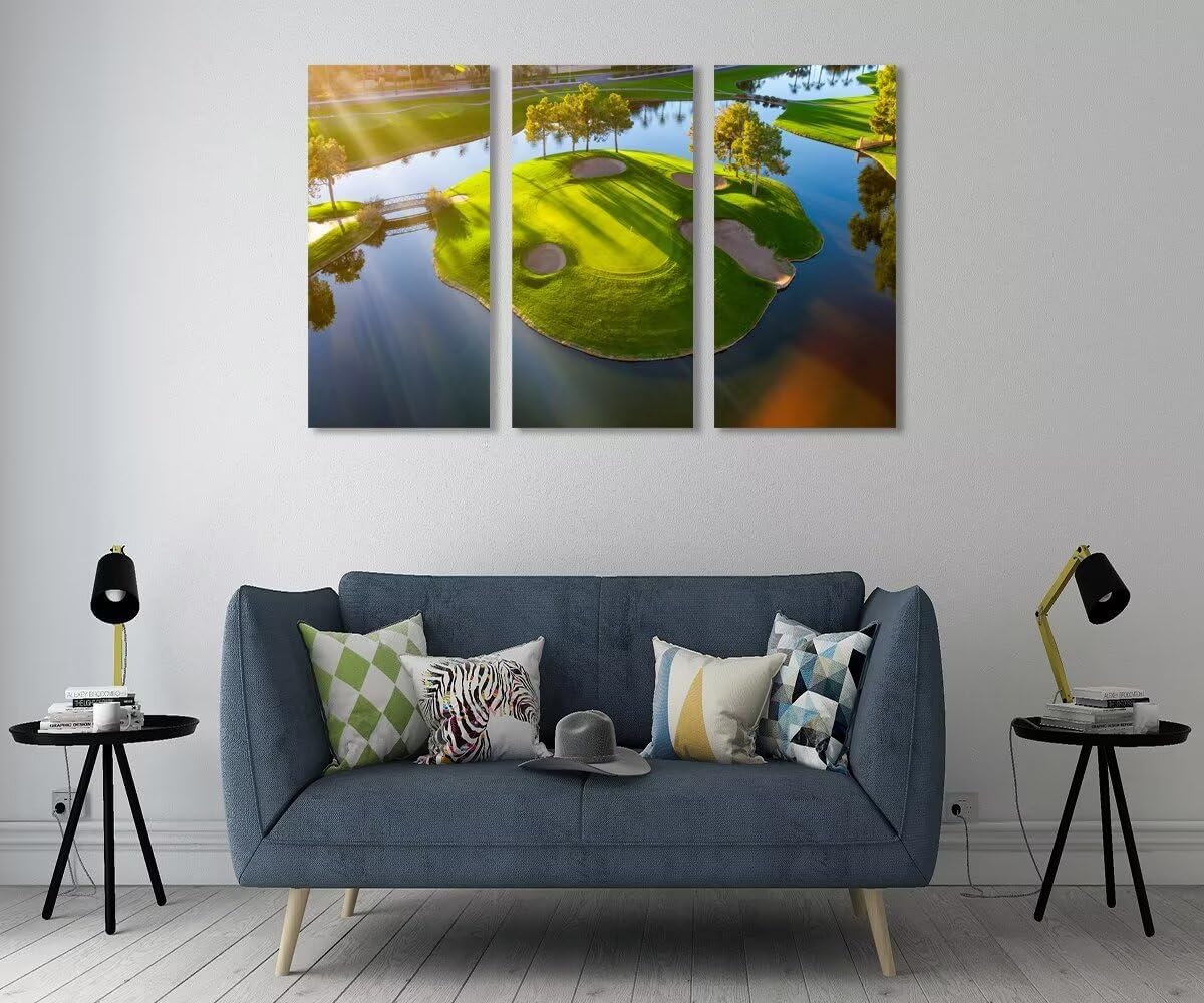 Island Golg Hole in Arizona Golf Course Wall Art for Living Room Bedroom Bathroom Home Decoraitons Golf Course Pictures Posters Framed Artwork Canvas Prints Ready to Hang(14''W x 28''H x3)