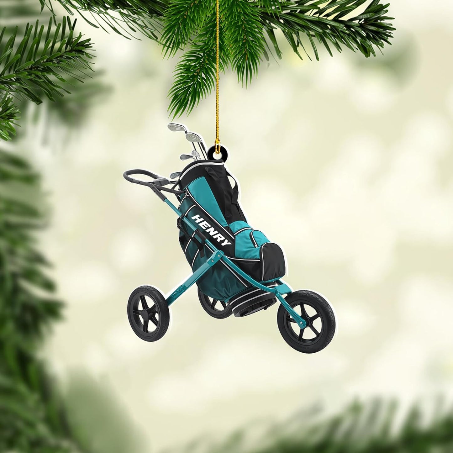 Personalized Golf Ornaments for Christmas Tree 2025 Custom Golf Christmas Ornament Golfing Bag Ornament Sports Golf Cart Ornaments Gift for Golfer Bag Golfing Lovers Hanging Decoration (G13)