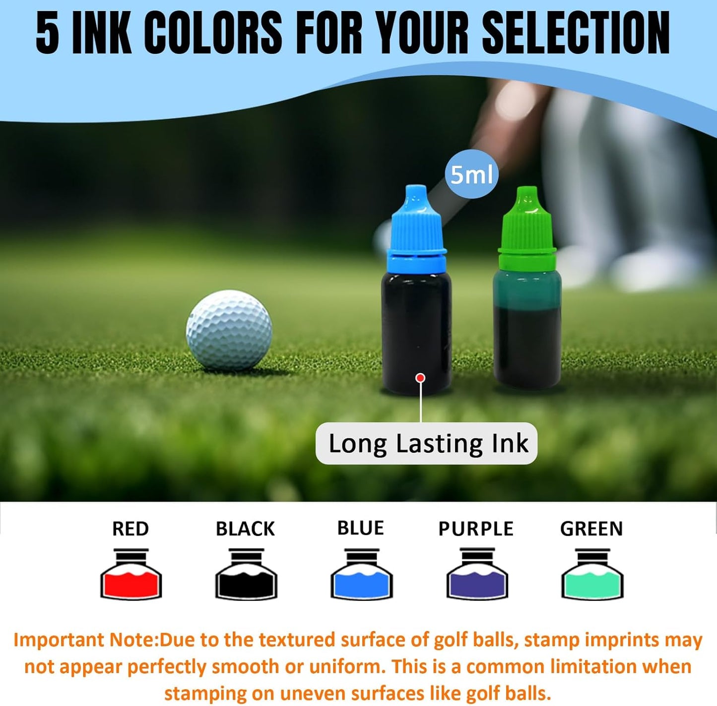 Custom Golf Ball Stamps Personalized Self-Ink Long Lasting Golf Ball Markers Customizable Funny Case Icon Sticker Golf Ball Stamper