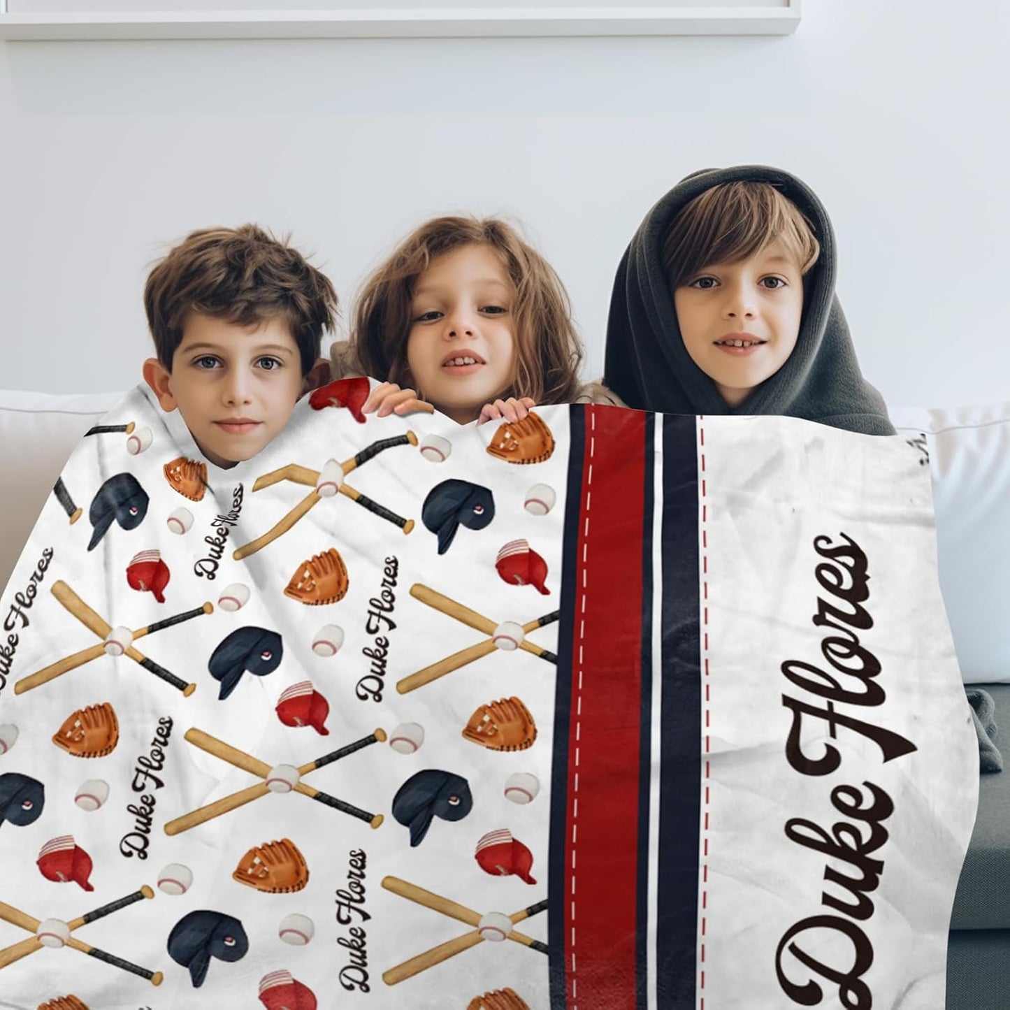 Custom Name Baseball Blanket - Personalized Names Soft Plush Flannel Throw Blankets for Baby Kids Teen Boys Girls Holidays Birthdays Gifts Color03