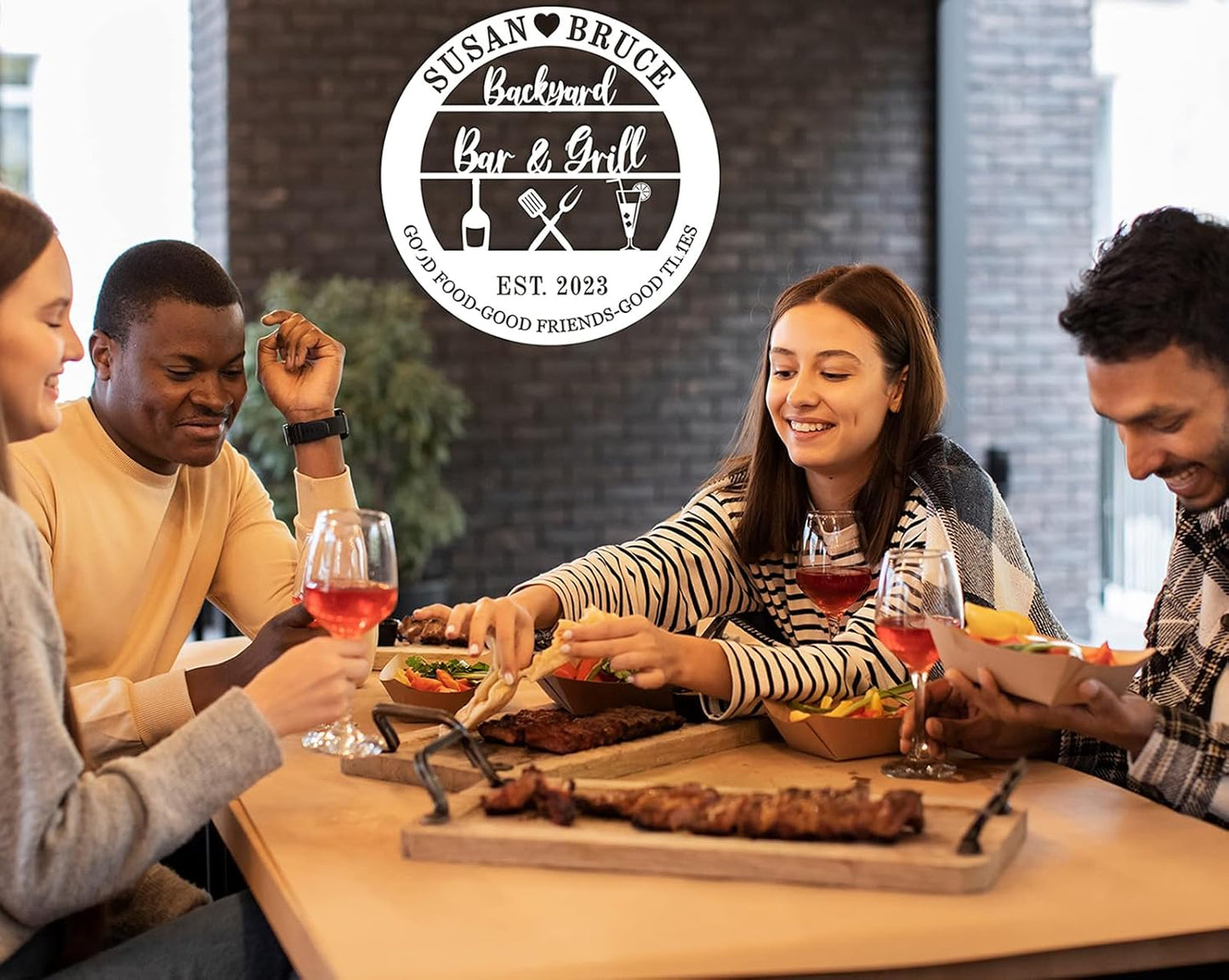 Custom Bar and a Grill Metal Sign, Personalized Bar Sign, Personalized Grill Sign,Man Cave, Club, Custom Metal Bar Decor,Backyard Patio Kitchen for BBQ Outside Wall Decor