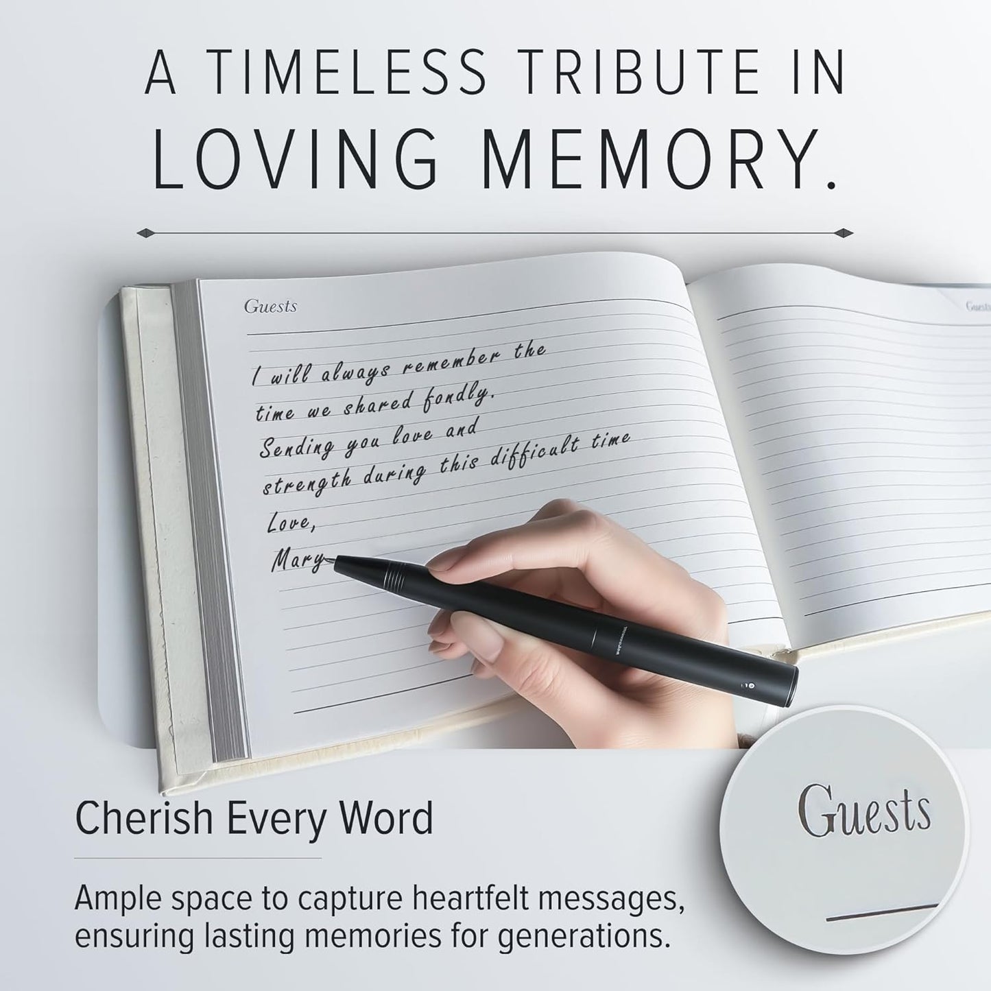 Gallery Leather Funeral Guest Book for Memorial Service and Celebration of Life with 192 Lined Pages - Hardcover, Bound Leather Guest Sign in Book - 7 x 9 - Camden Red