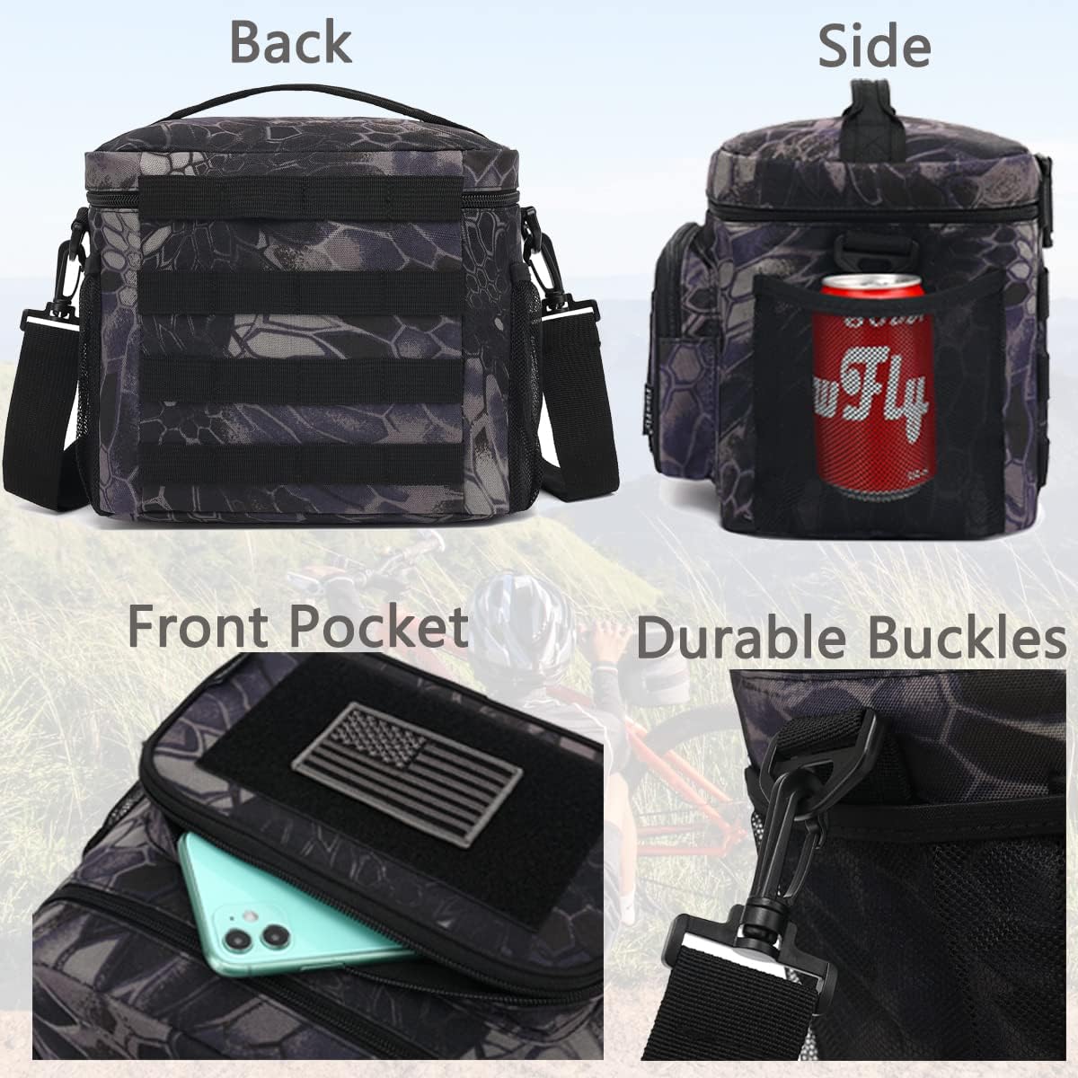 FlowFly Tactical Lunch Bag Large Insulated Lunch Box Cooler Tote for Men, Women with MOLLE/PALS Webbing(Typhon, Medium)