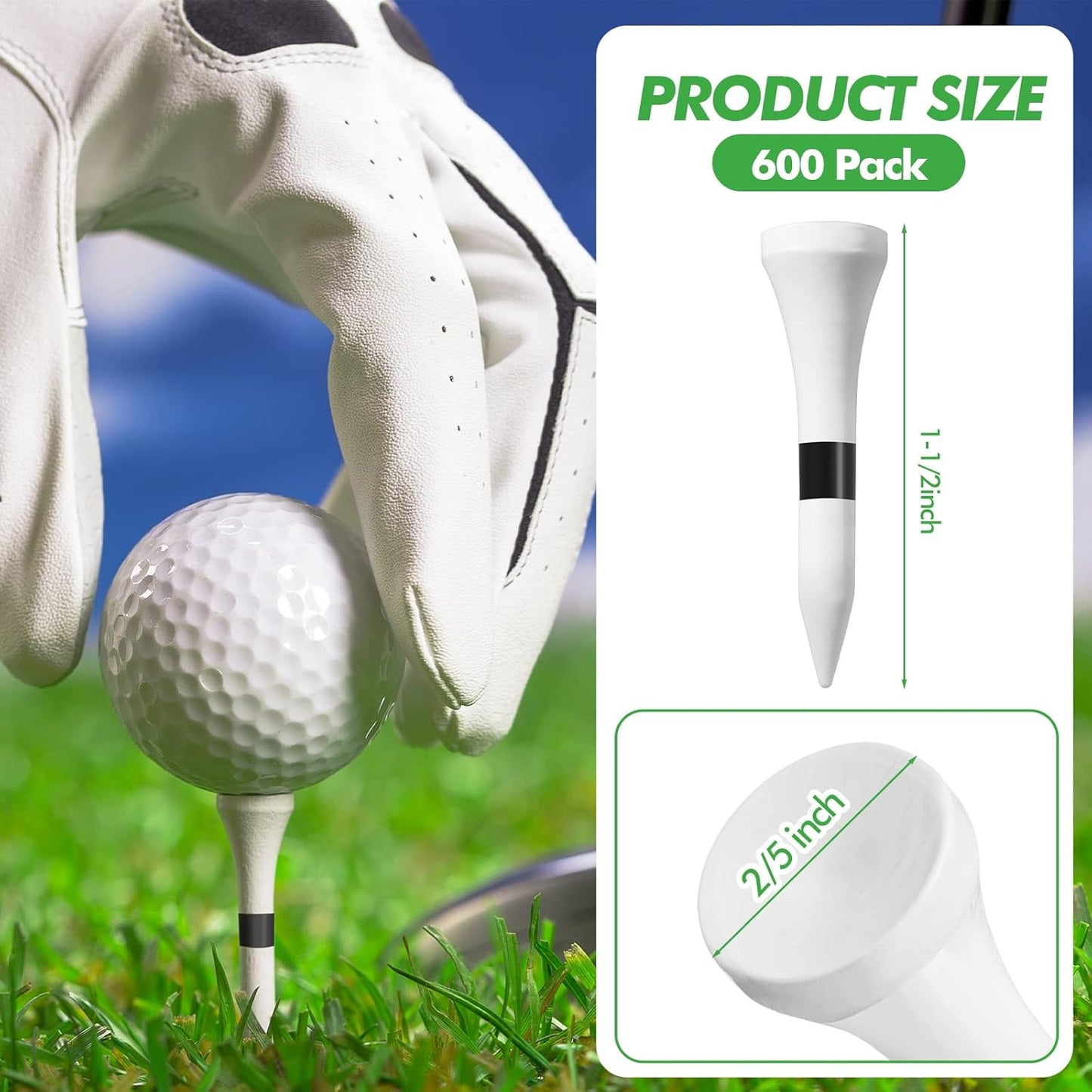 Mudder 600 Pack Golf Tees Bulk Wooden Golf Tees Wood for Men Balls Accessories