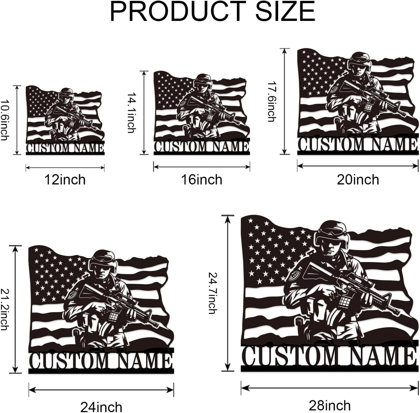 Personalized Army Soldiers Metal Signs Custom Military Metal Wall Art Patriotic American Flag Wall Decor Personalized US Military Army Gifts Veterans Day Gifts