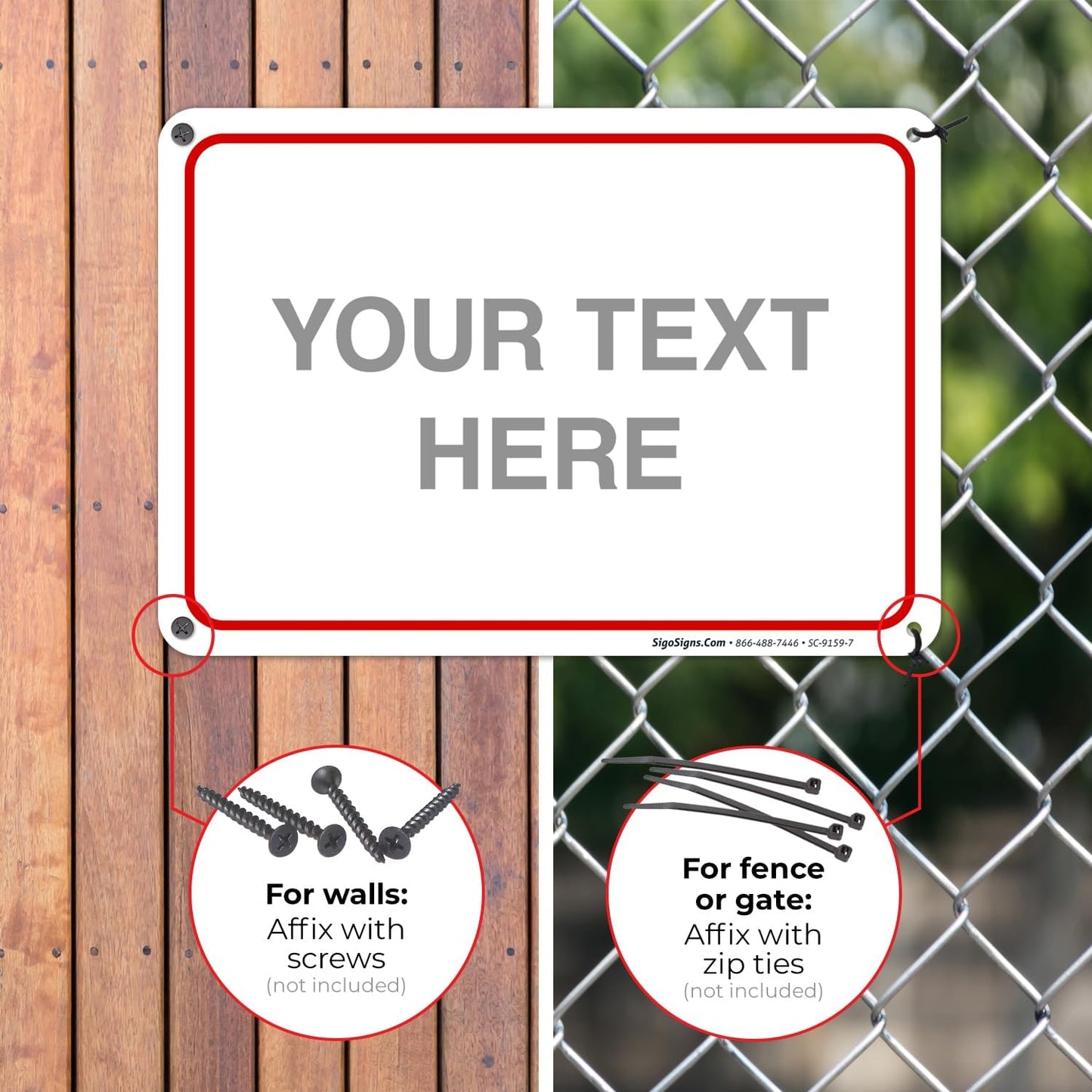 Custom Sign, Personalized Metal Signs, Customize for Office, Business, Workplace, Home, Airbnb, Delivery Red Signs, 10x7 Inches, Rust Free .040 Aluminum, Fade Resistant, Made in USA by Sigo Signs