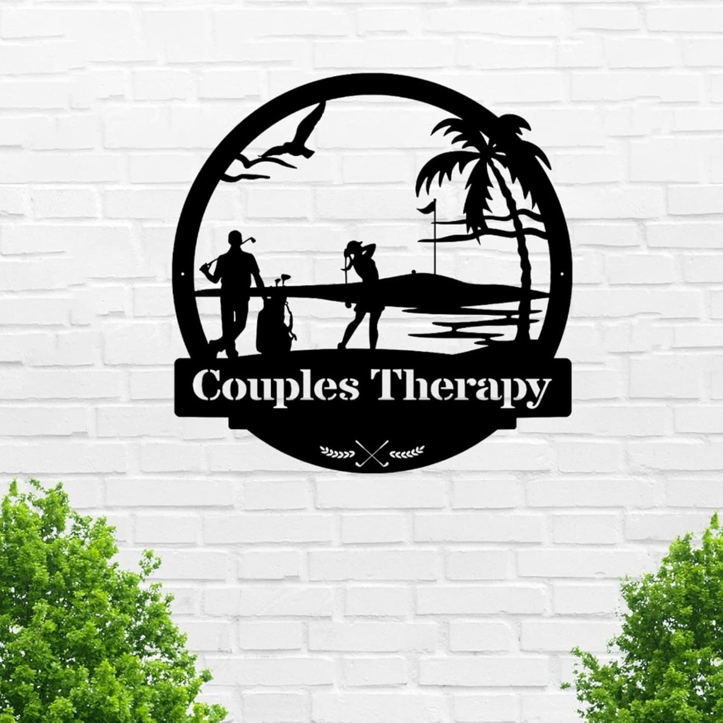 Custom Golf Metal Wall Sign - Personalized Golf Metal Wall Art - 18 inches Black Rectangular Couples Therapy Love Theme Wall Decor