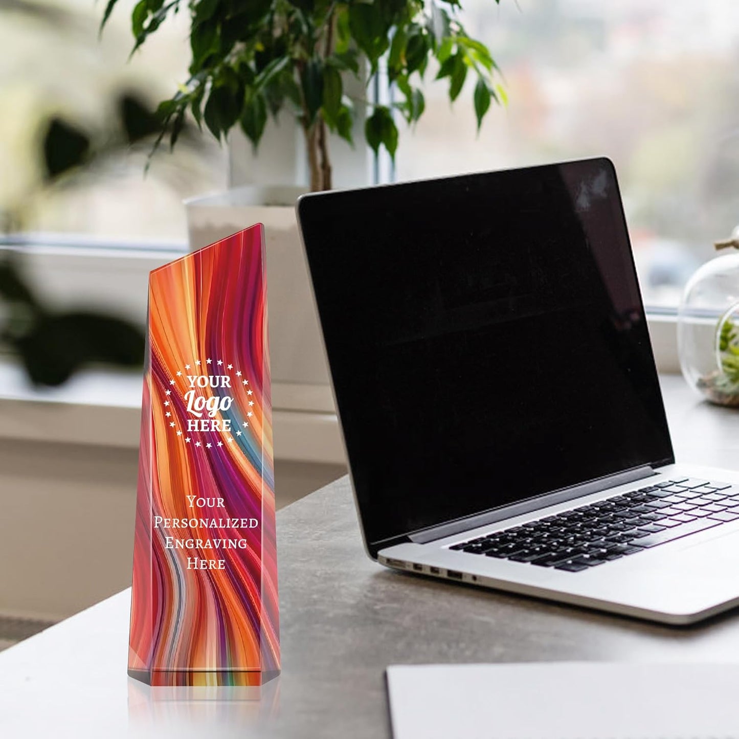 Personalized Crystal Trophy Award - Award for Employees- Plaques Custom Engraved- Coworker Gift,Employee Appreciation Gift,Ideal for Business Events and Occasions (Custom Logo/Engraved)