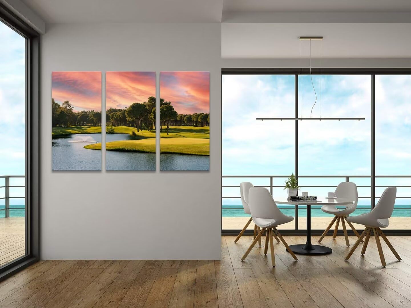 Sunset Golf Course Canvas Wall Art for Living Room Bedroom Bathroom Home Decorations Golf Wall Decor for Office Framed Artwork Canvas Prints Ready to Hang(14''W x 28''H x3)