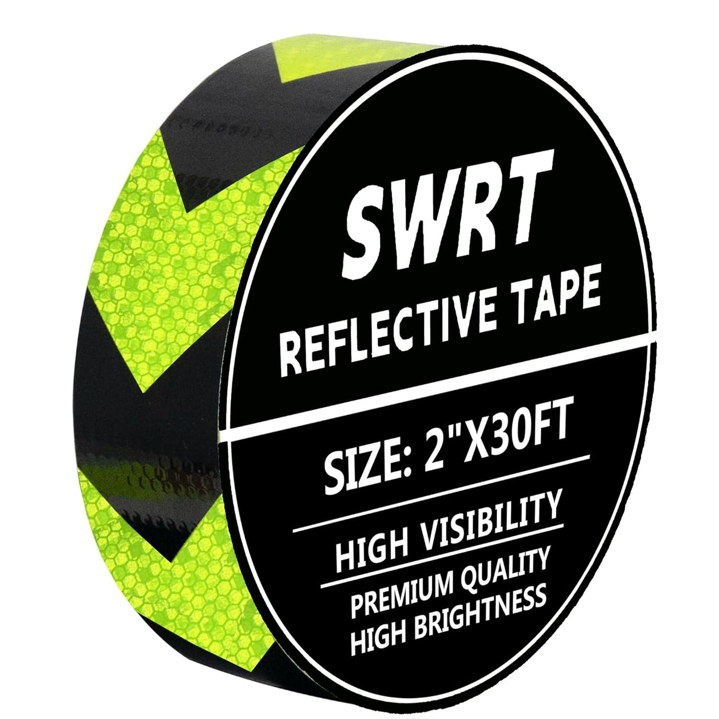 SWRT 2 Inch X 30 FT Reflective Tape Outdoor Waterproof Black & Green Reflective Tape Heavy Duty Strong Adhesive Hazard Caution Safety Warning Tape Reflector Conspicuity Tape for Trailer