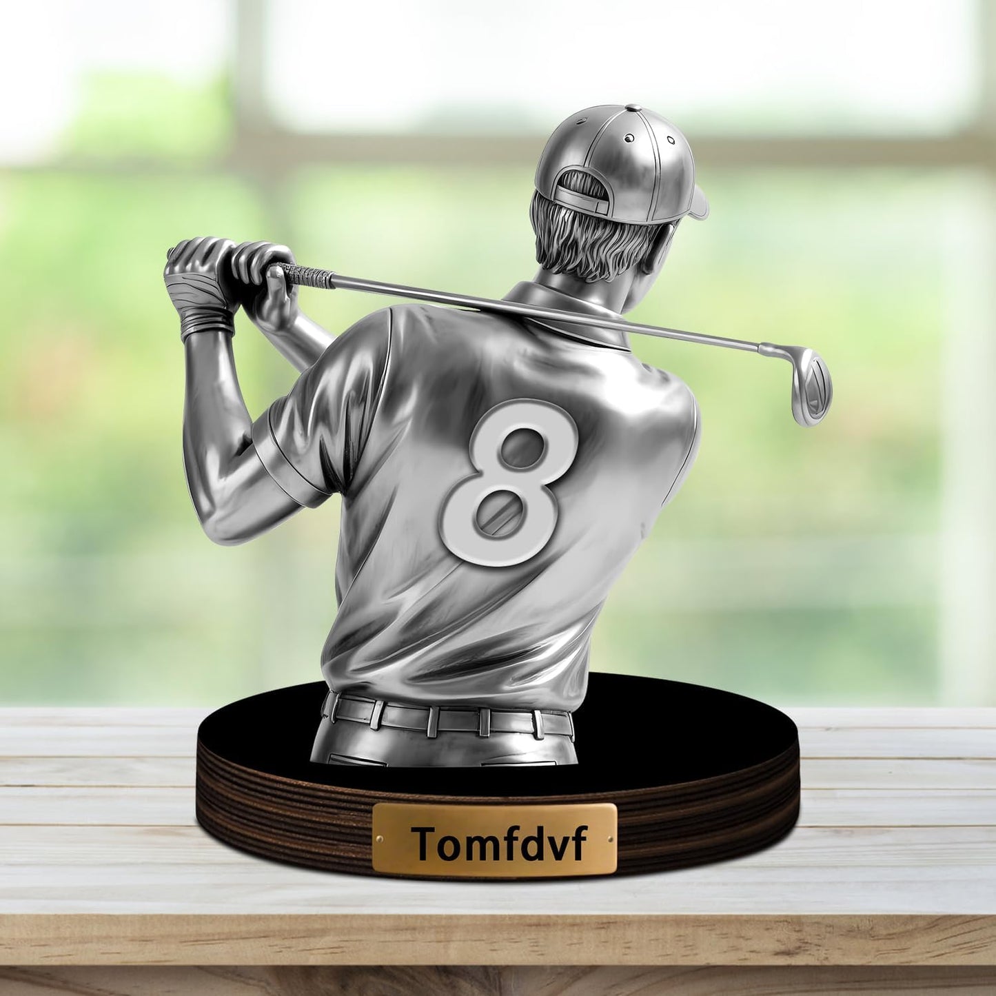 Personalized Golfer Desktop Ornament for Bedroom Office Sport Golf Desk Name Plate Custom Name Athletes Figurine Sign Sport Lovers Acrylic Plaque Gift for Men Women Ice Golf Lover