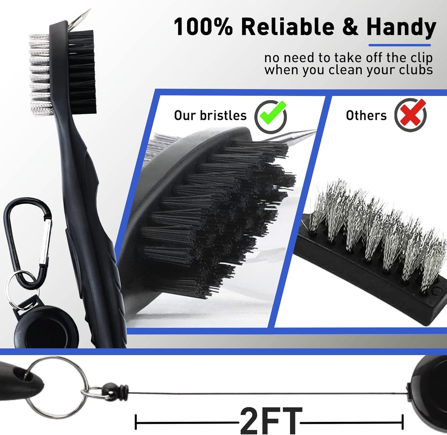 Golf Towel Set - 3 Microfiber Waffle Pattern Golf Towels & Club Brush & Divot Repair Tool, Accessories for Men & Women