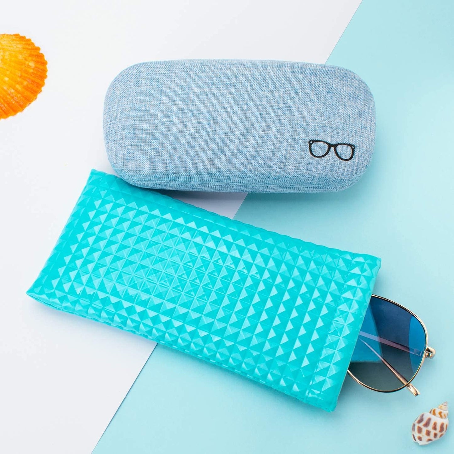 Vemiss Hard Shell Eyeglasses Cases, Linen Fabrics Protector Sunglasses Case, Large Glasses Case