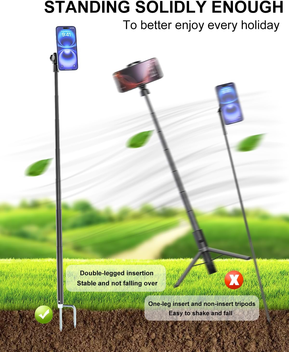 Golf Monopod Selfie Stick with Magnetic Phone Holder Mount - 57" Metal Pole Golf Phone Holder for Record Swing, Putting, Golf Training Aid, Tripod for iPhone 16 15 Compatible with Magsafe